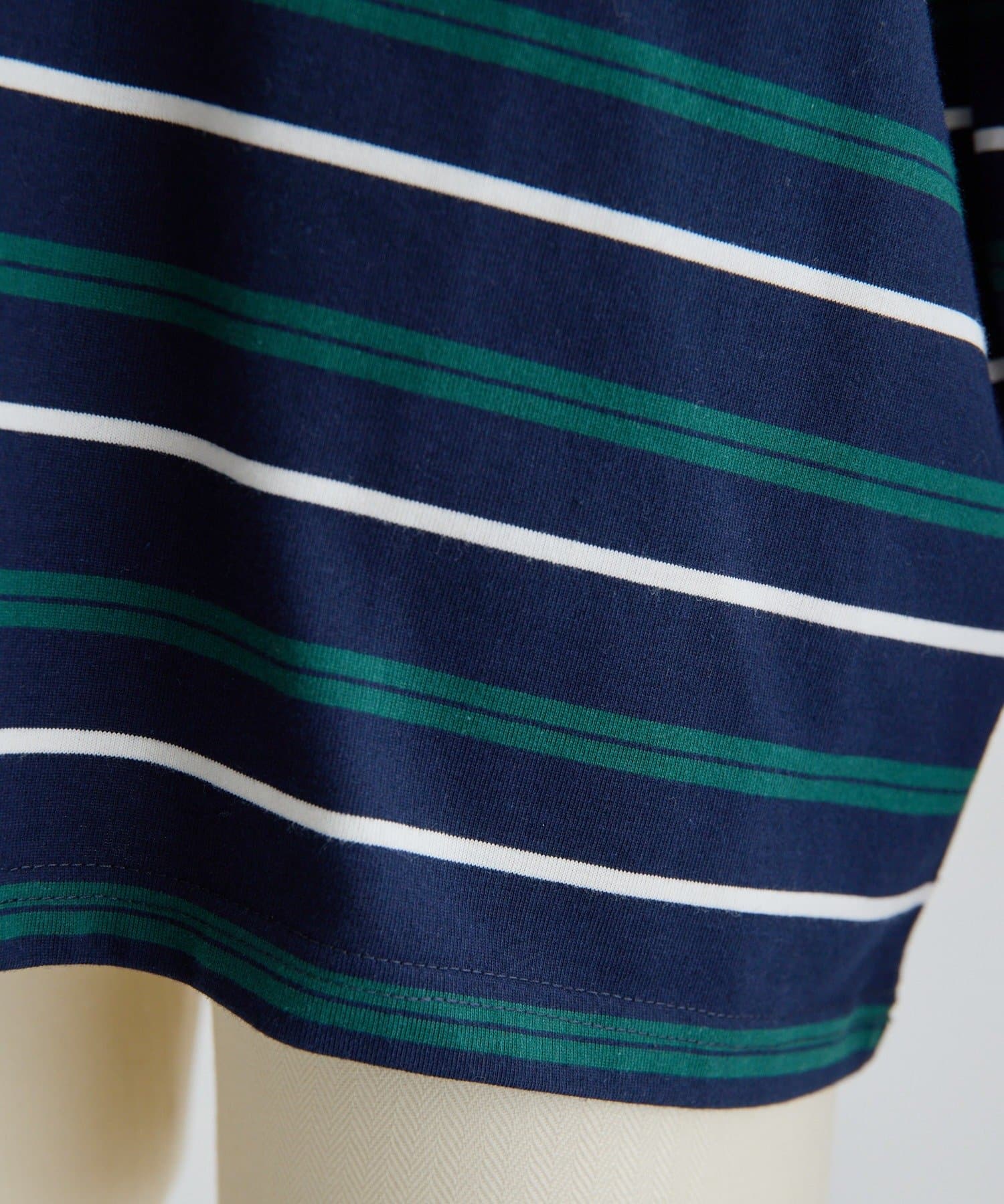 ear PAPILLONNER(イア パピヨネ) 《深Vネックでお顔周りすっきり》ボーダーポロシャツ【SUM1 STYLE(スミスタイル)】