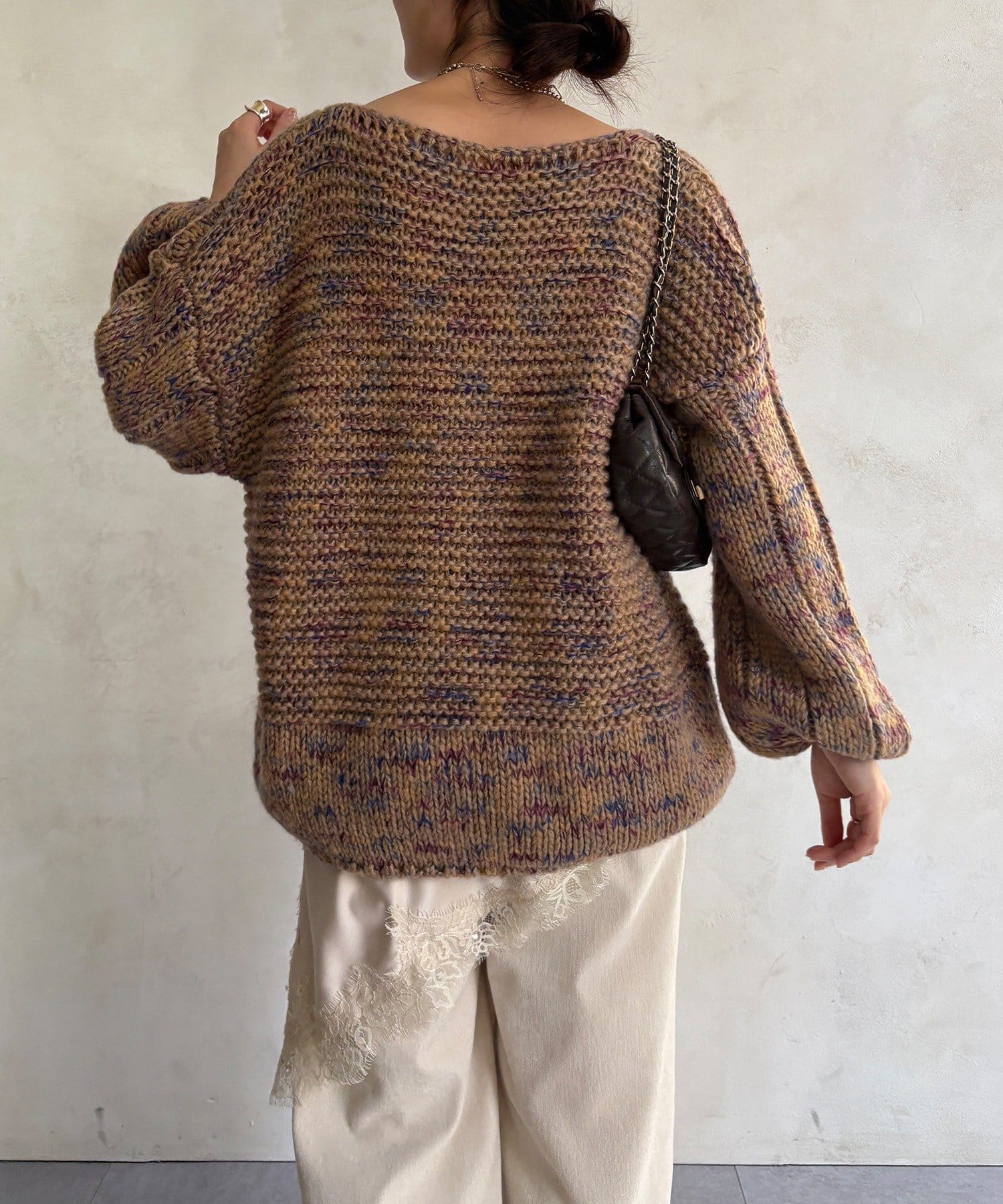 DOUDOU(ドゥドゥ) MIXヤーンVネックプルオーバー