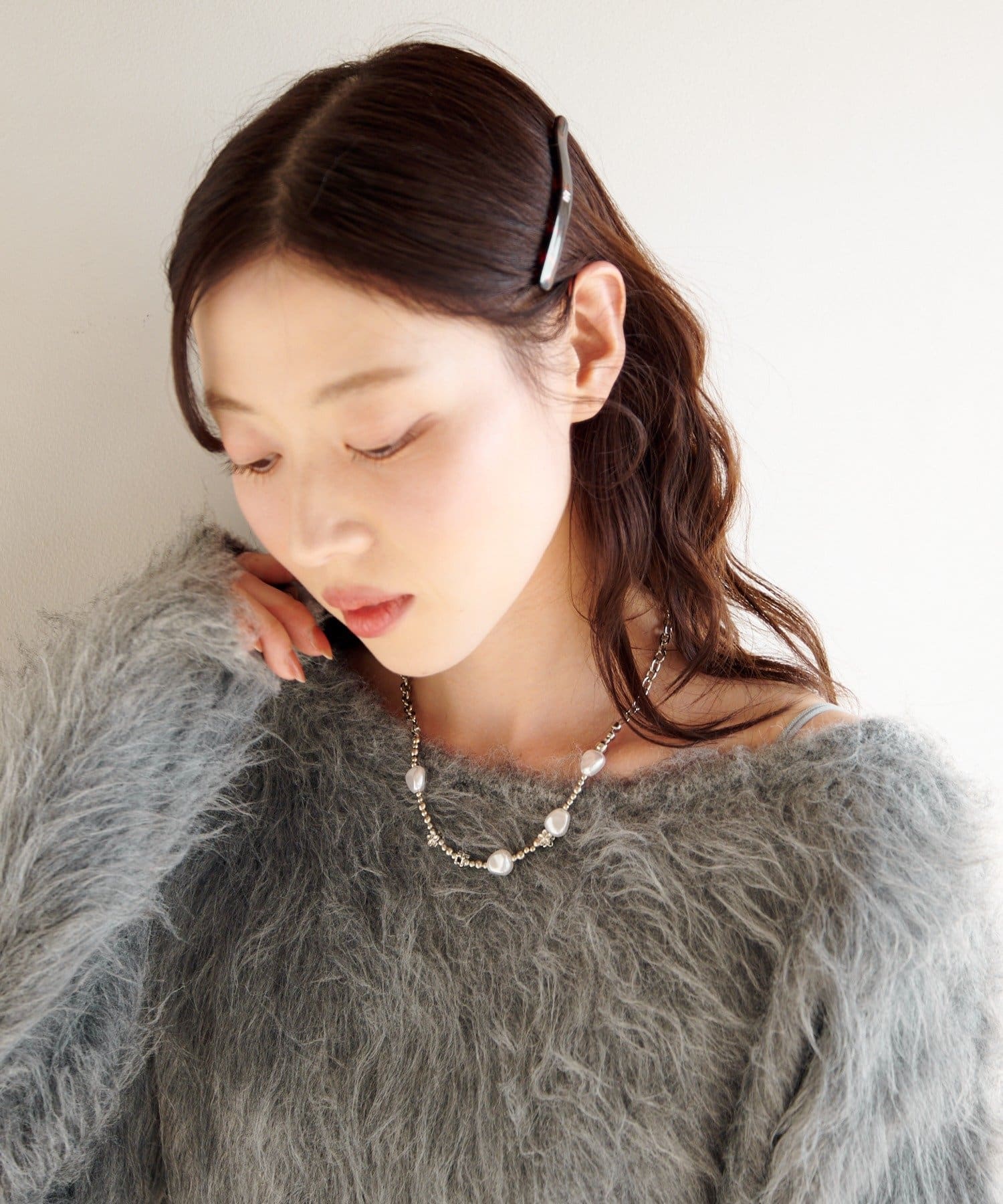 Kastane(カスタネ) 【fiw.】パール×フラワーチェーンネックレス