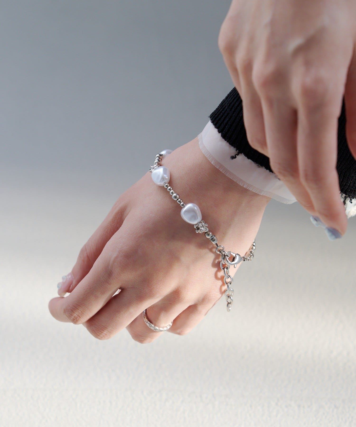 Kastane(カスタネ) 【fiw.】パール×フラワーチェーンブレス