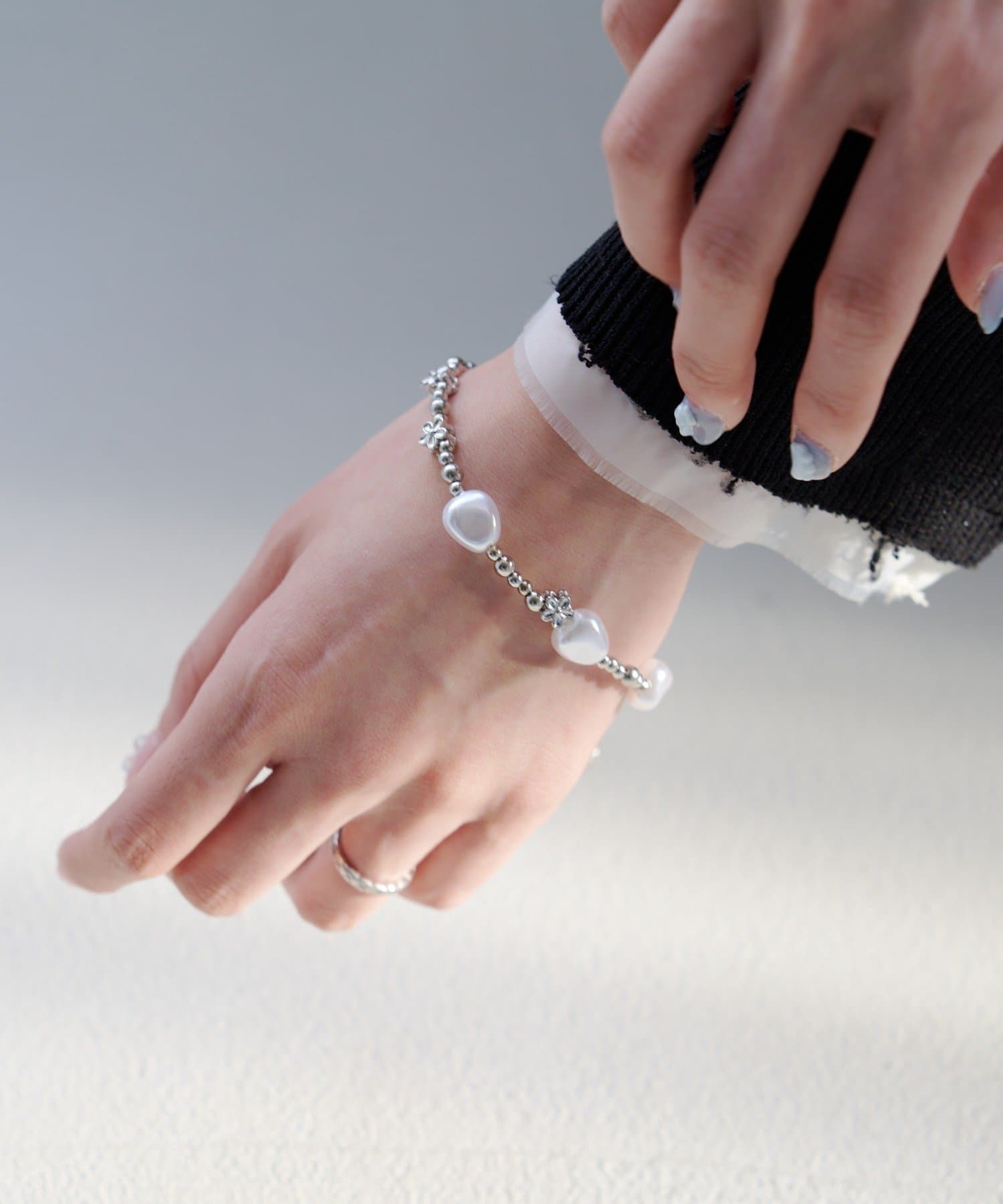 Kastane(カスタネ) 【fiw.】パール×フラワーチェーンブレス