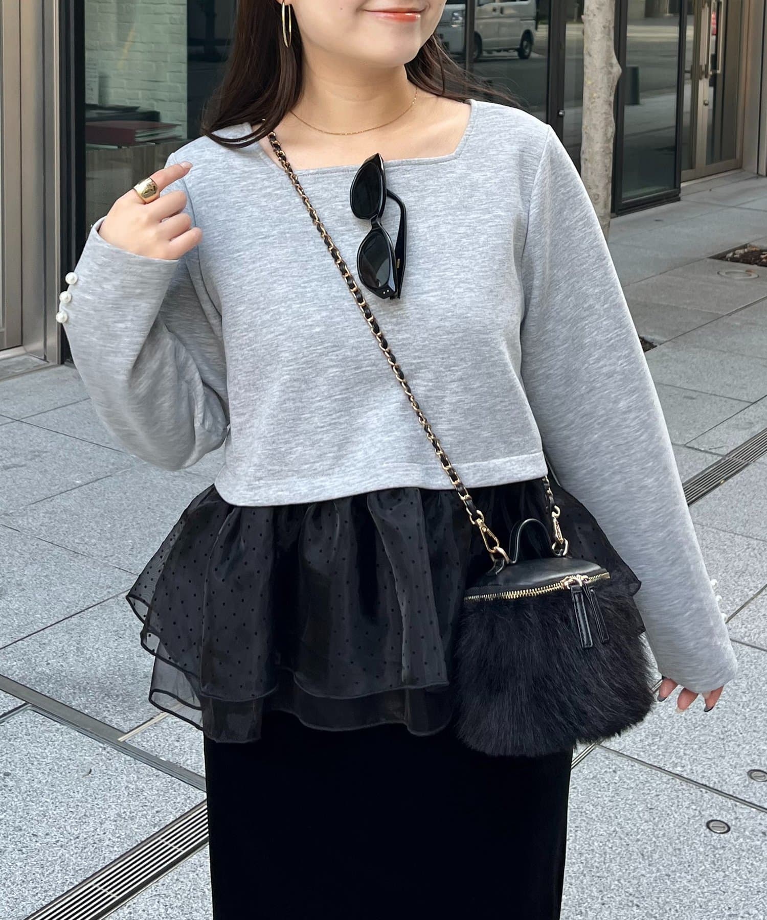 prose verse(プロズヴェール) 裾ドットボリュームフリルトップス