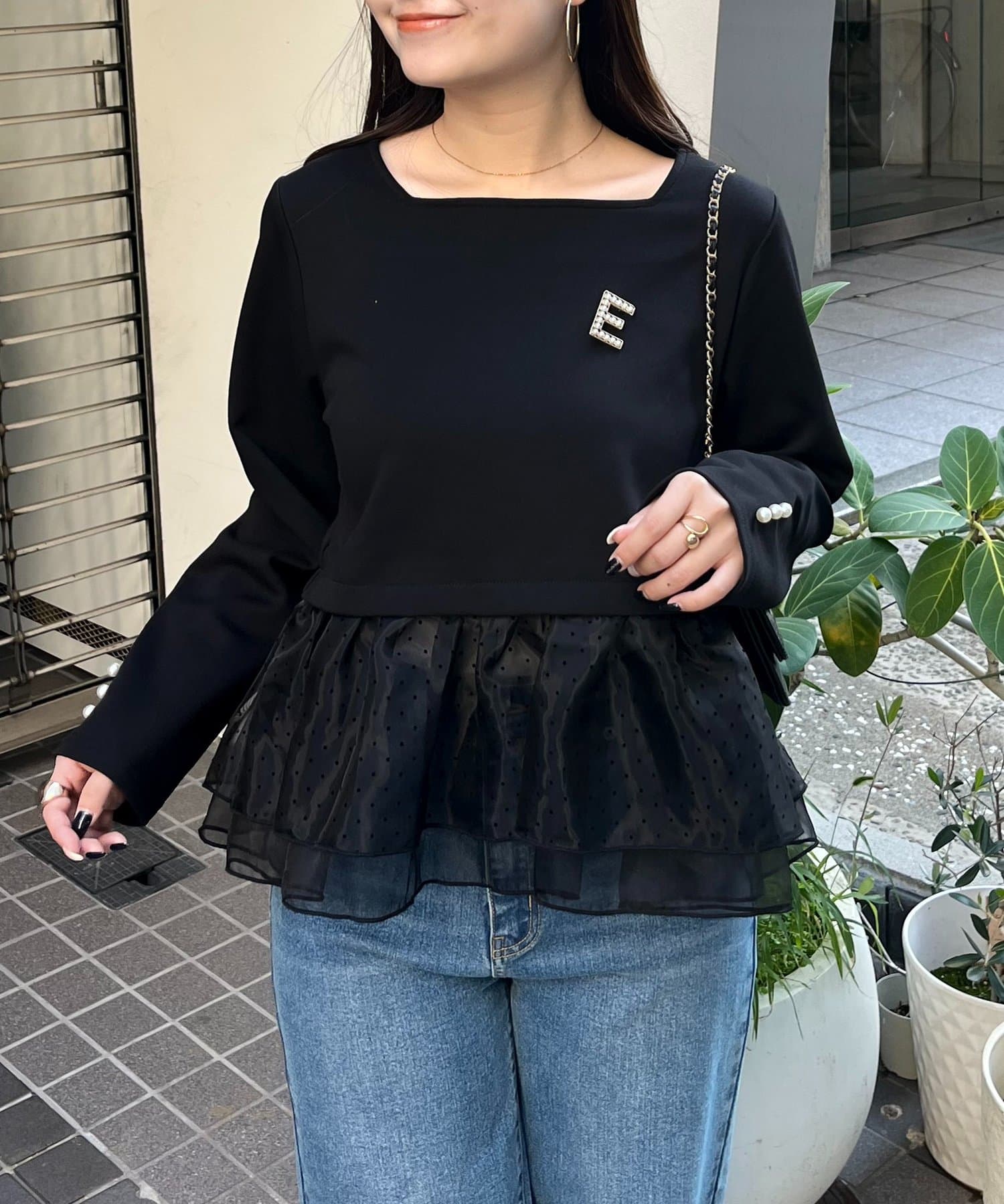 prose verse(プロズヴェール) 裾ドットボリュームフリルトップス