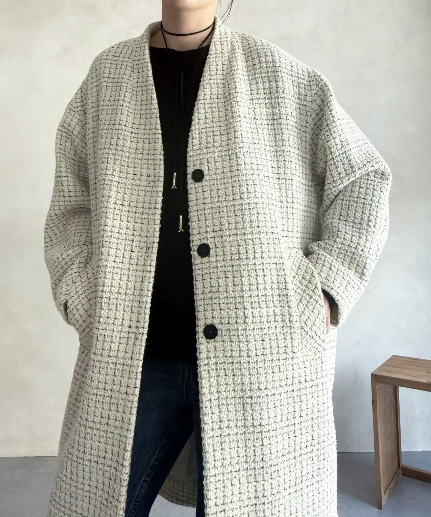 BEARDSLEY(ビアズリー) チェックツイードロングコート