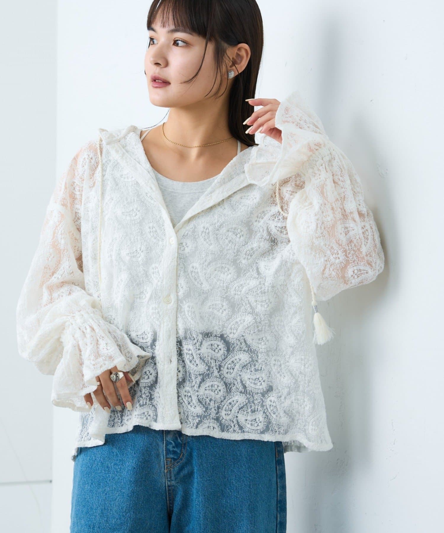 CIAOPANIC TYPY(チャオパニックティピー) ≪26SS展示会アイテム≫【india】レースシアーフードブラウス