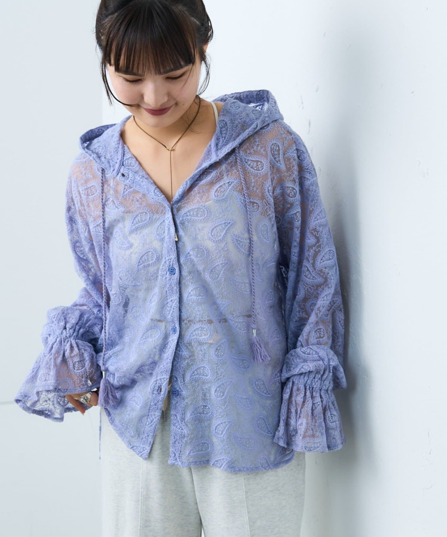 CIAOPANIC TYPY(チャオパニックティピー) ≪26SS展示会アイテム≫【india】レースシアーフードブラウス