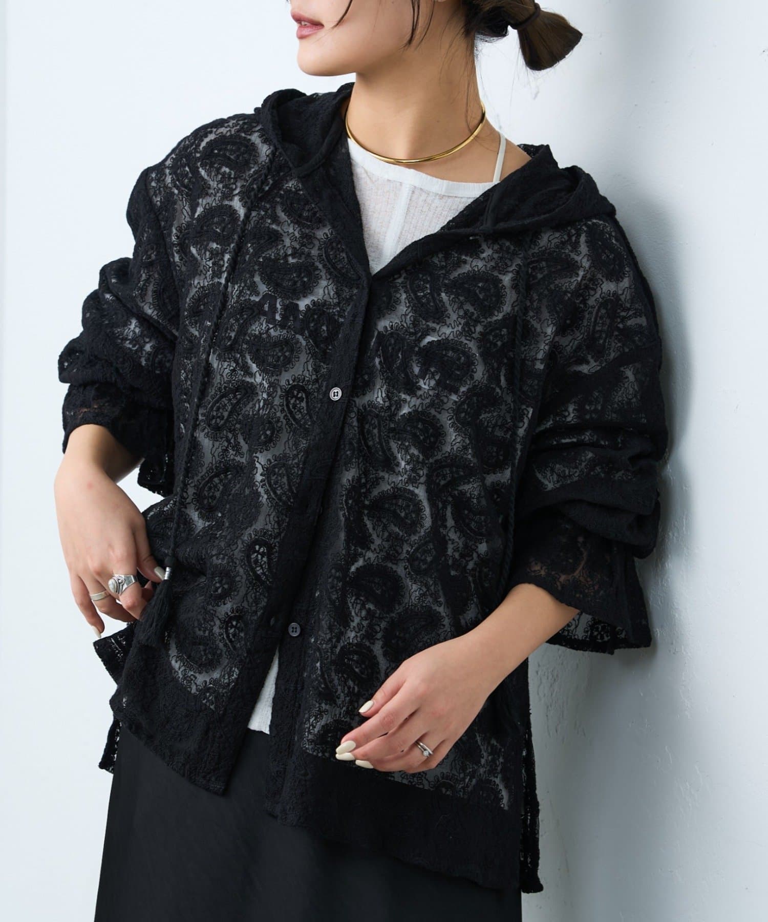 CIAOPANIC TYPY(チャオパニックティピー) ≪26SS展示会アイテム≫【india】レースシアーフードブラウス