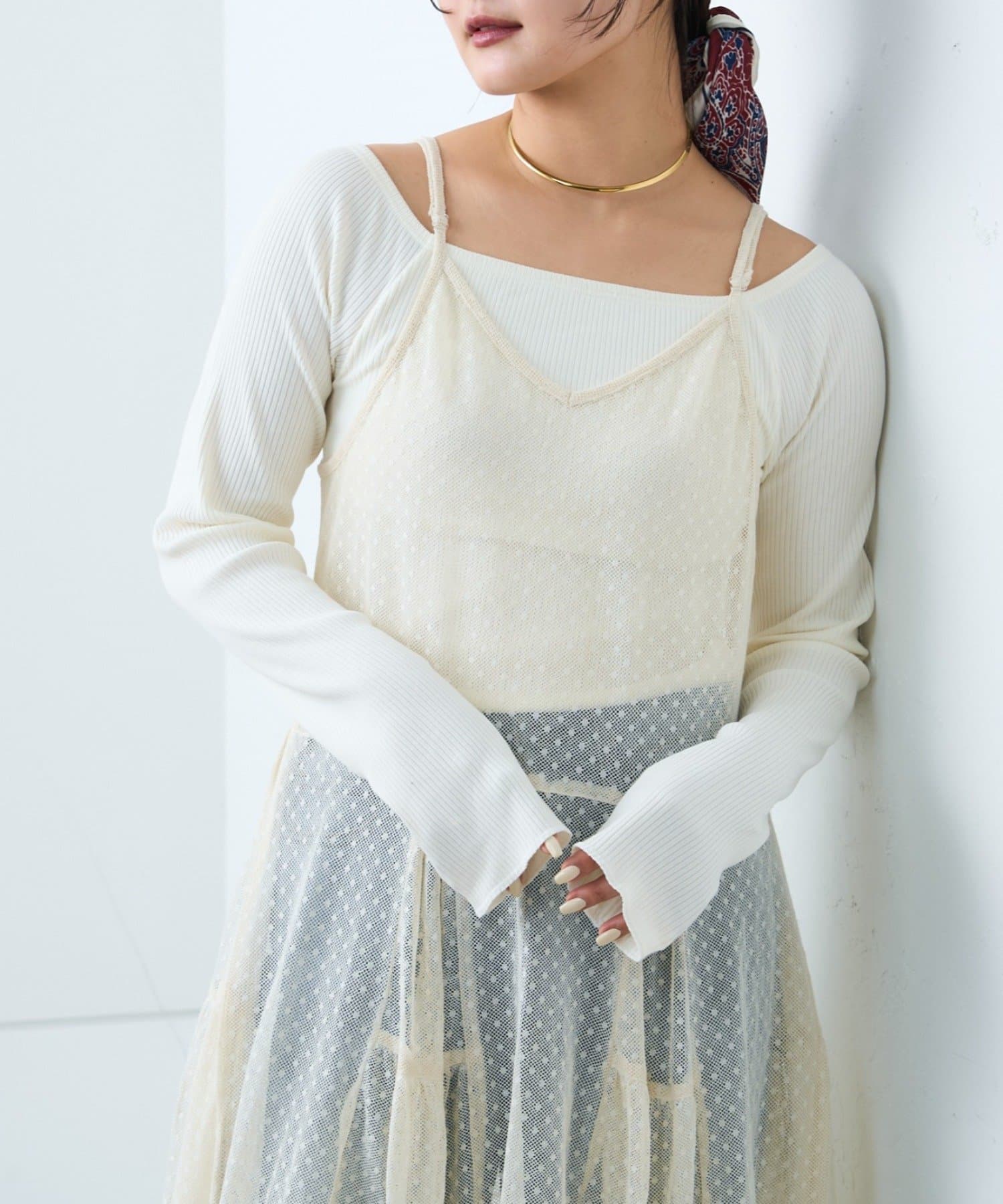 CIAOPANIC TYPY(チャオパニックティピー) ≪26SS展示会アイテム≫【india】ヴィンテージライクメッシュドットキャミワンピース