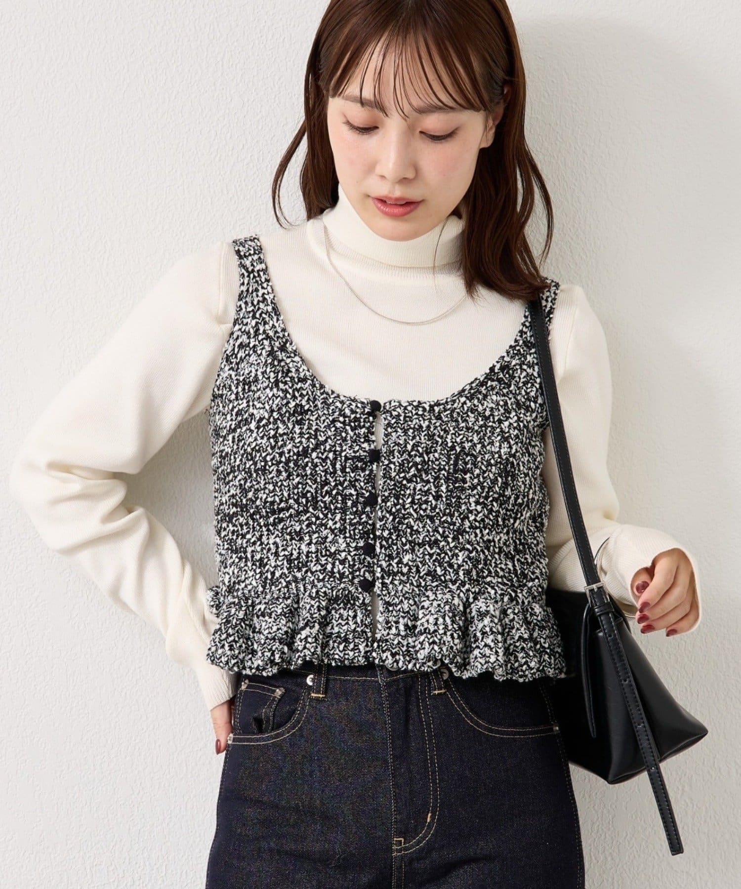 mystic(ミスティック) メランジニットフリルビスチェ