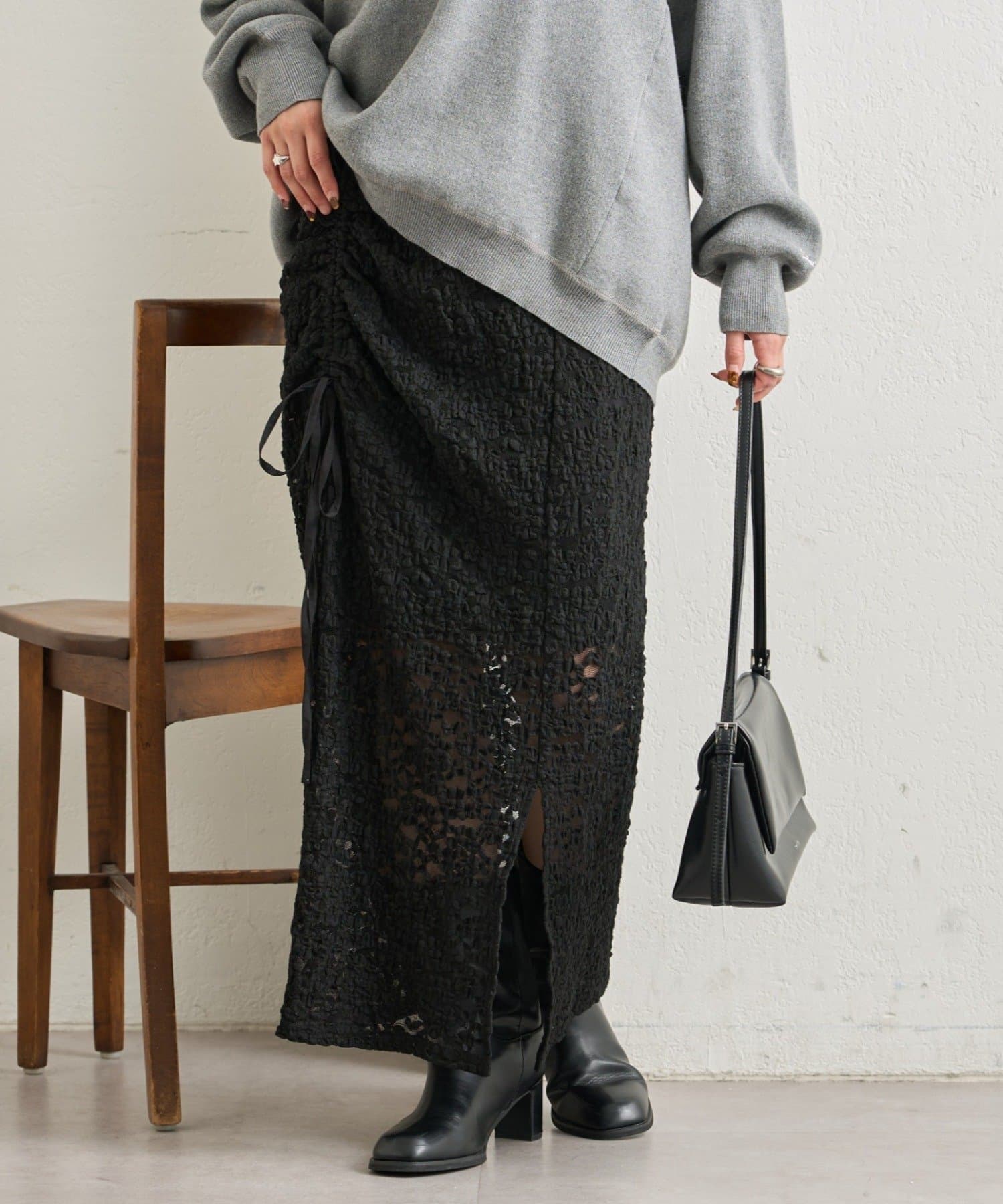 mystic(ミスティック) レースミドル スカート