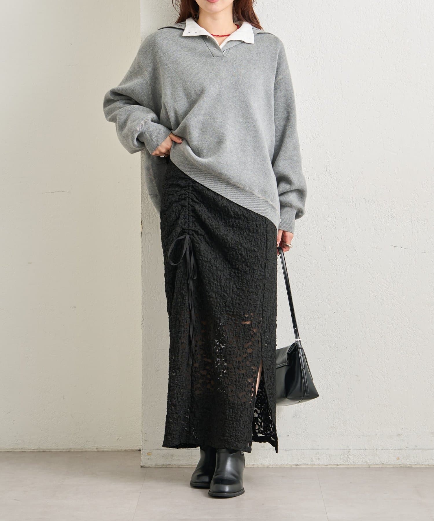 mystic(ミスティック) レースミドル スカート