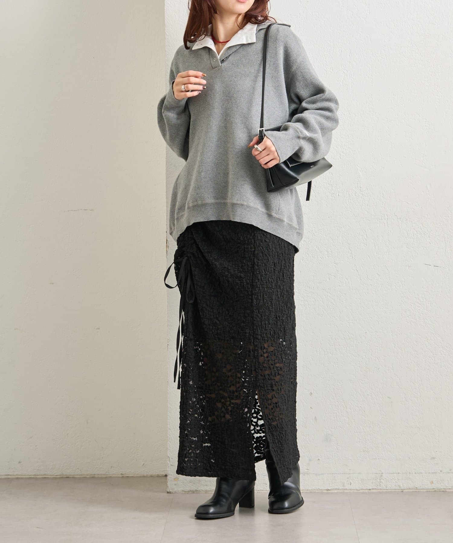 mystic(ミスティック) レースミドル スカート