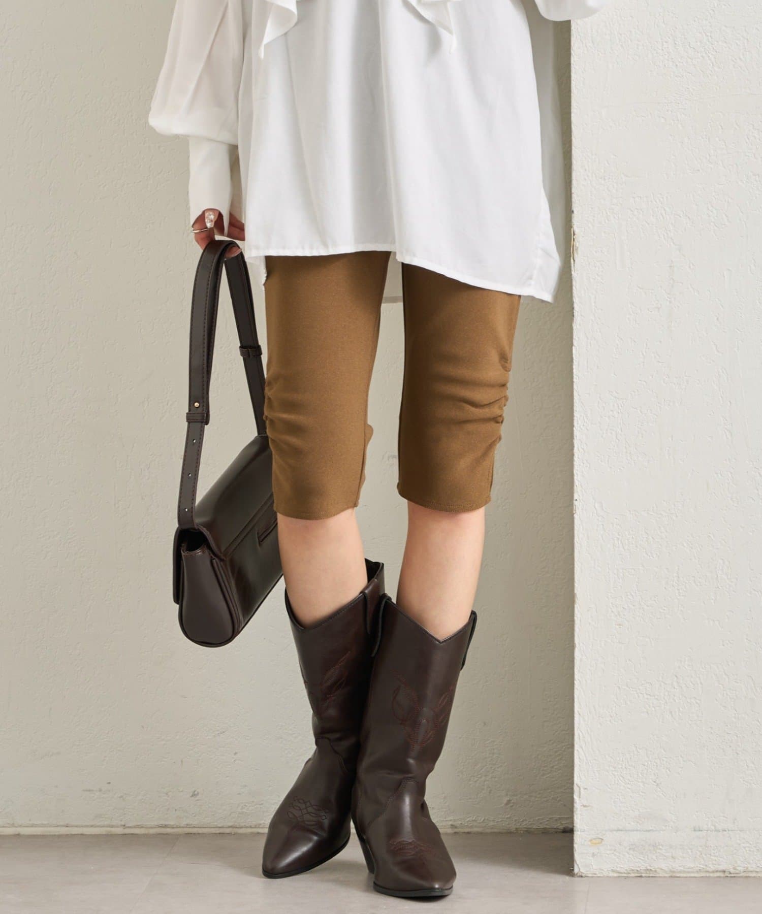 mystic(ミスティック) 裾ギャザーバイカーパンツ