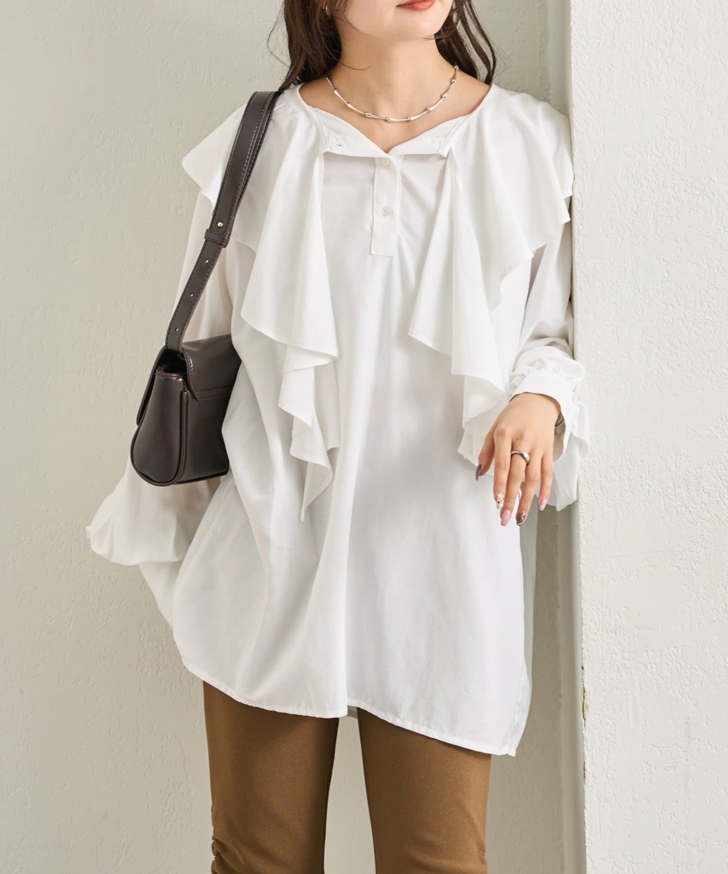 mystic(ミスティック) ラッフルカラー ブラウス