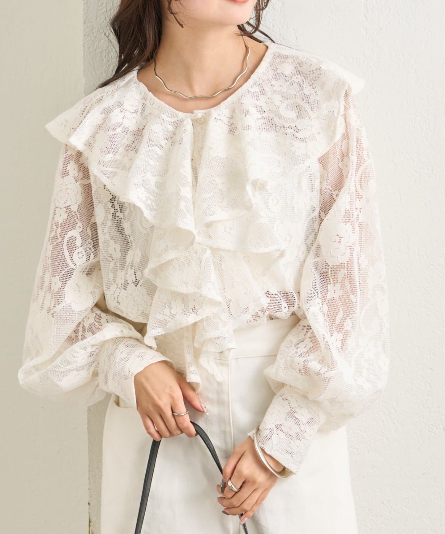 mystic(ミスティック) ラッフルカラー ブラウス