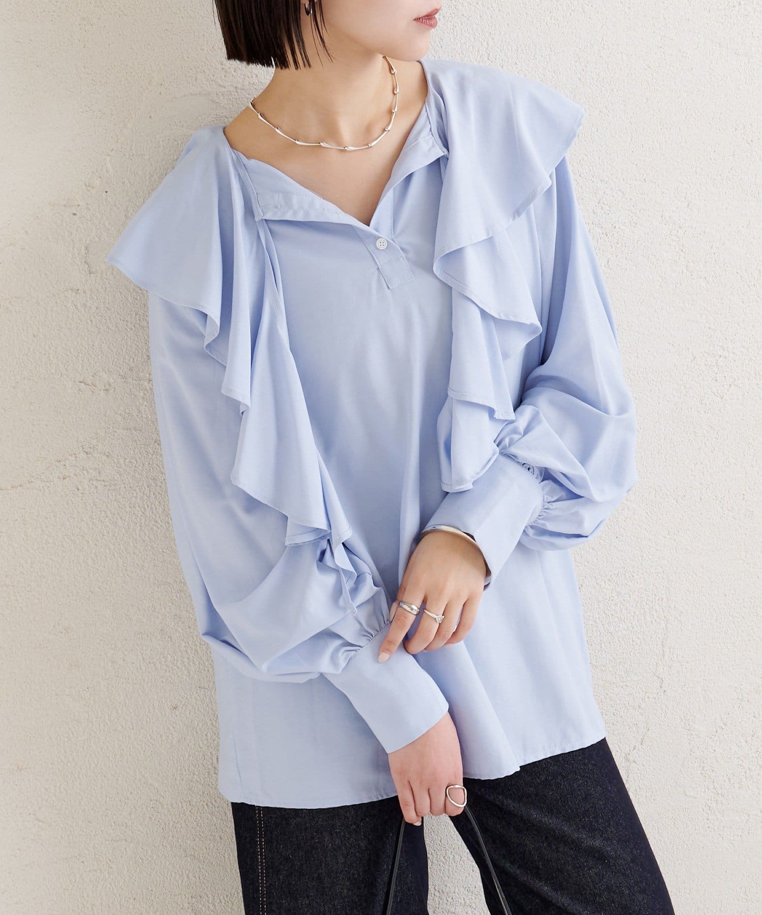 mystic(ミスティック) ラッフルカラー ブラウス