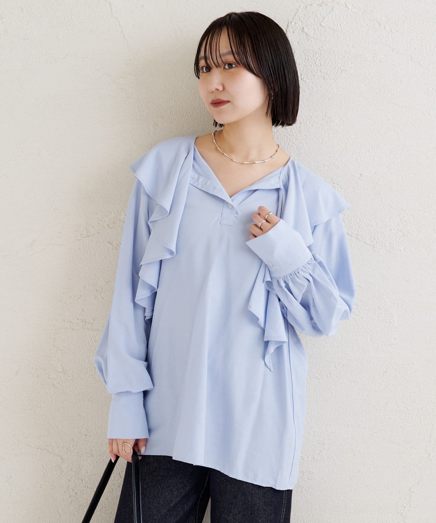 mystic(ミスティック) ラッフルカラー ブラウス