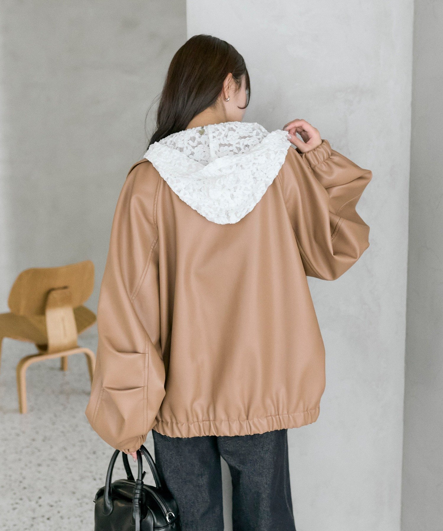 mystic(ミスティック) 【SET UPで着用もおすすめ◎】バルーンスリーブフェイクレザーブルゾン