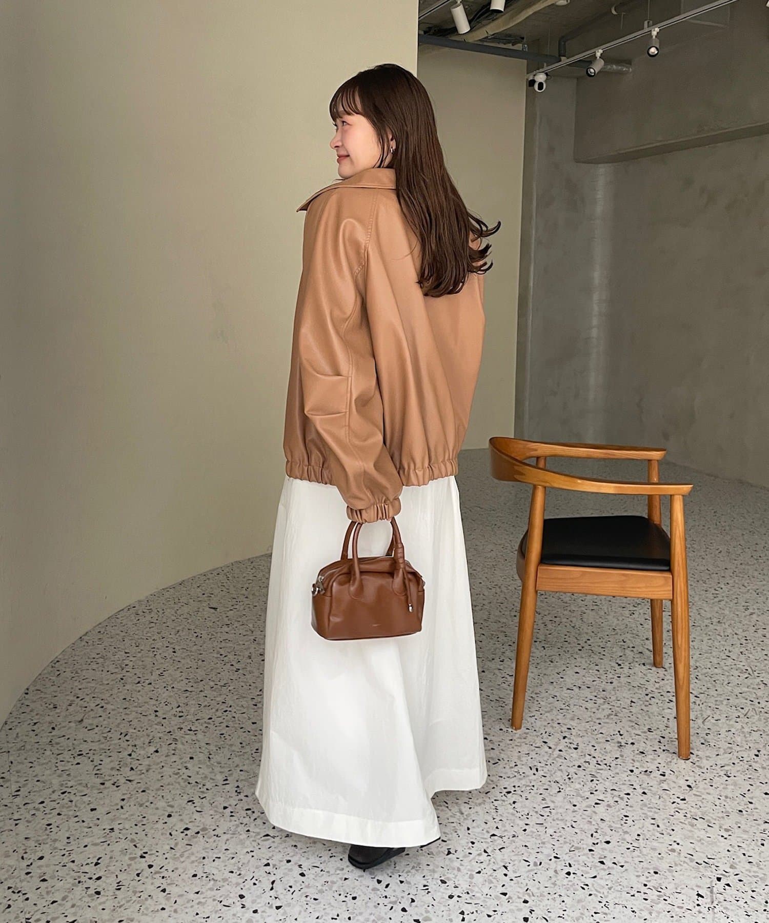 mystic(ミスティック) 【SET UPで着用もおすすめ◎】バルーンスリーブフェイクレザーブルゾン