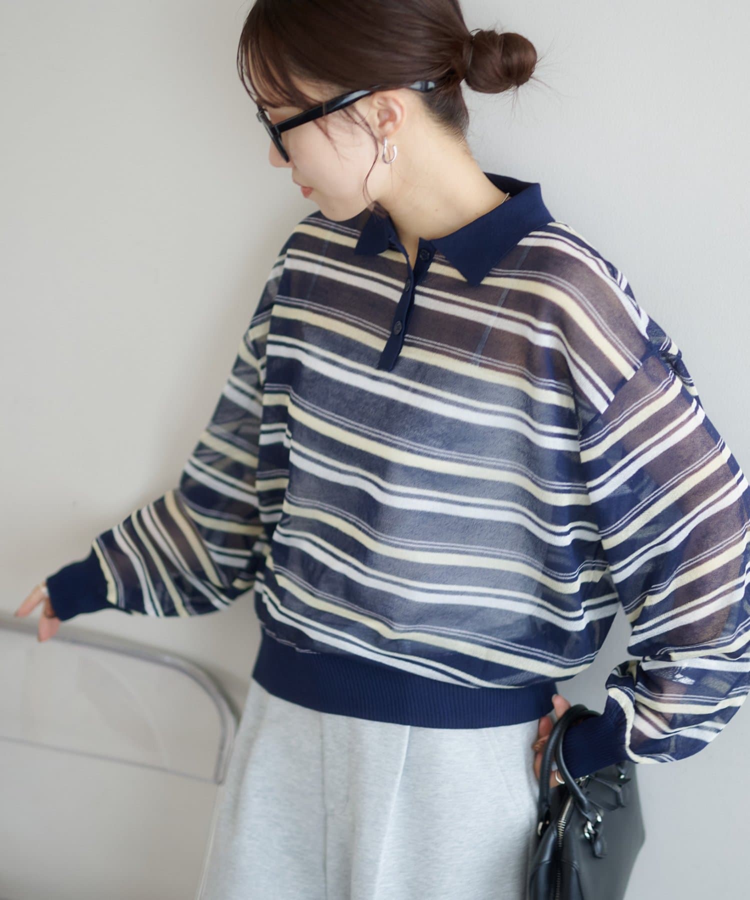 DISCOAT(ディスコート) 【SS先行予約】シアーボーダー衿付きプルオーバー