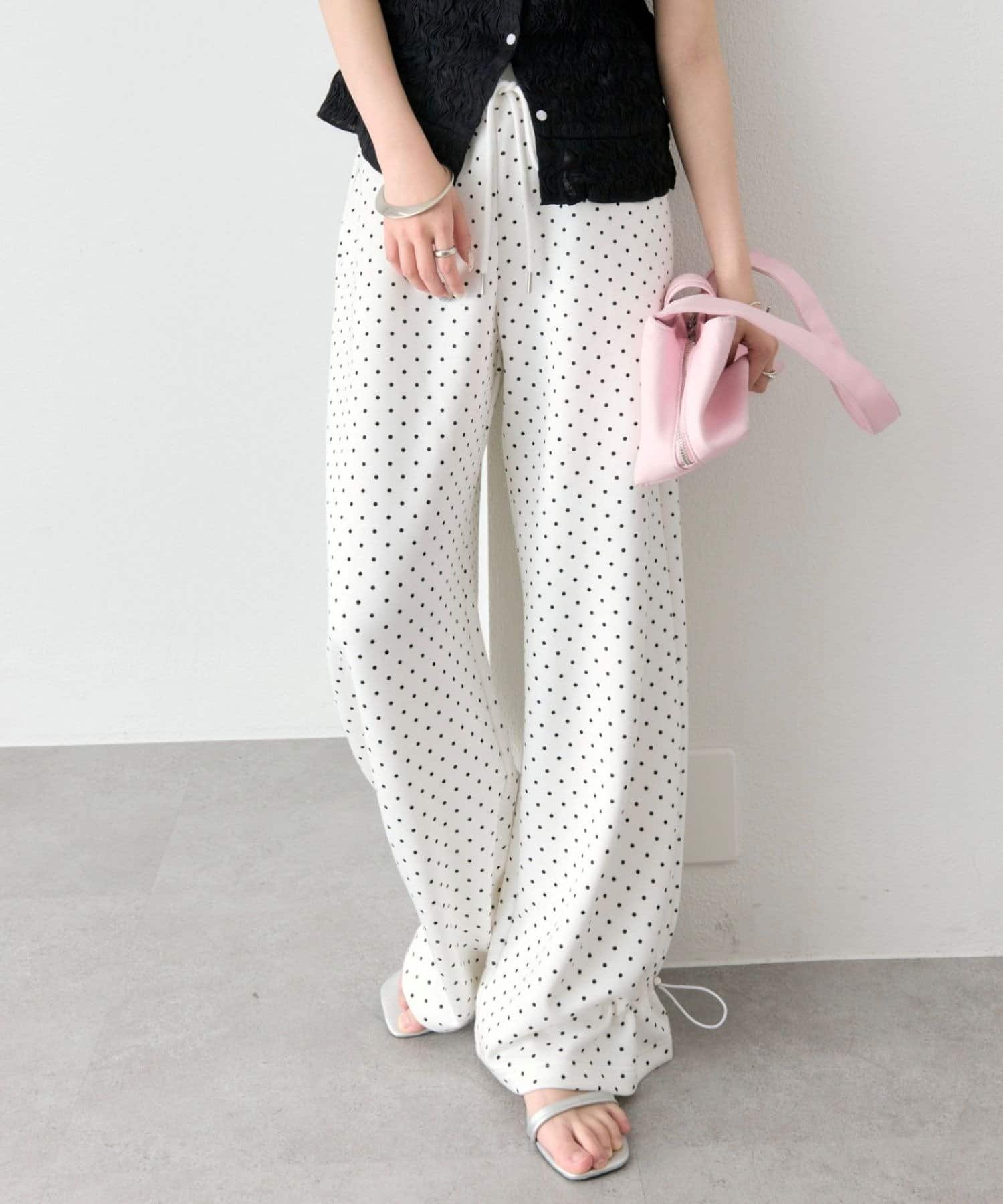 mystic(ミスティック) 《新色ドット/レースライン》【楽ちんなのに美脚効果◎】裾ドロストスウェットパンツ
