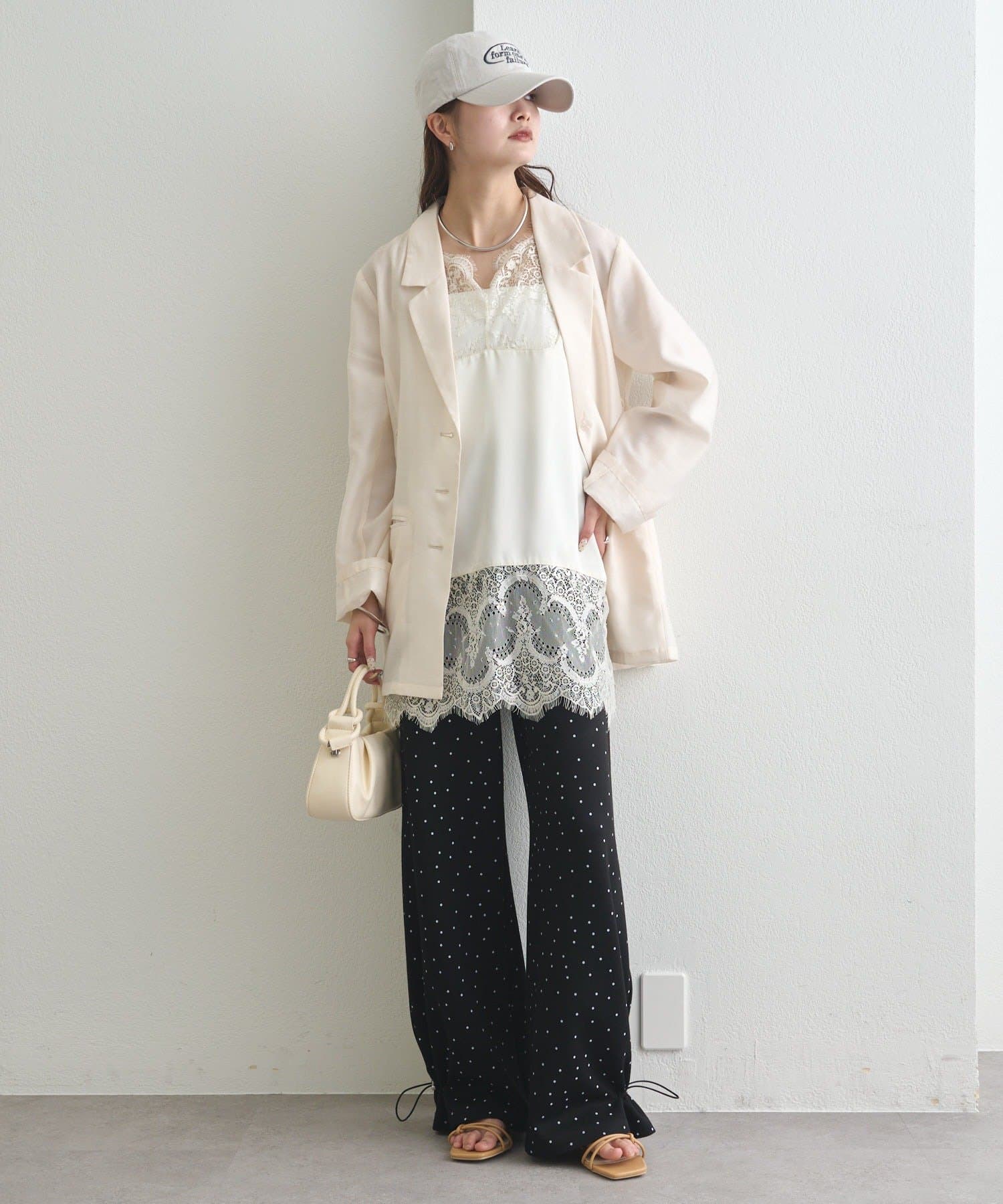 mystic(ミスティック) 《新色ドット/レースライン》【楽ちんなのに美脚効果◎】裾ドロストスウェットパンツ