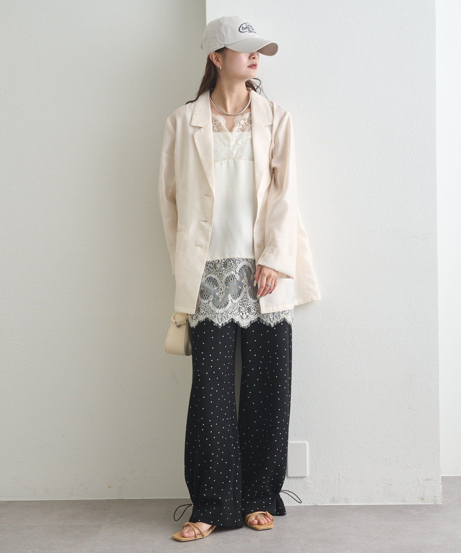 mystic(ミスティック) 《新色ドット/レースライン》【楽ちんなのに美脚効果◎】裾ドロストスウェットパンツ