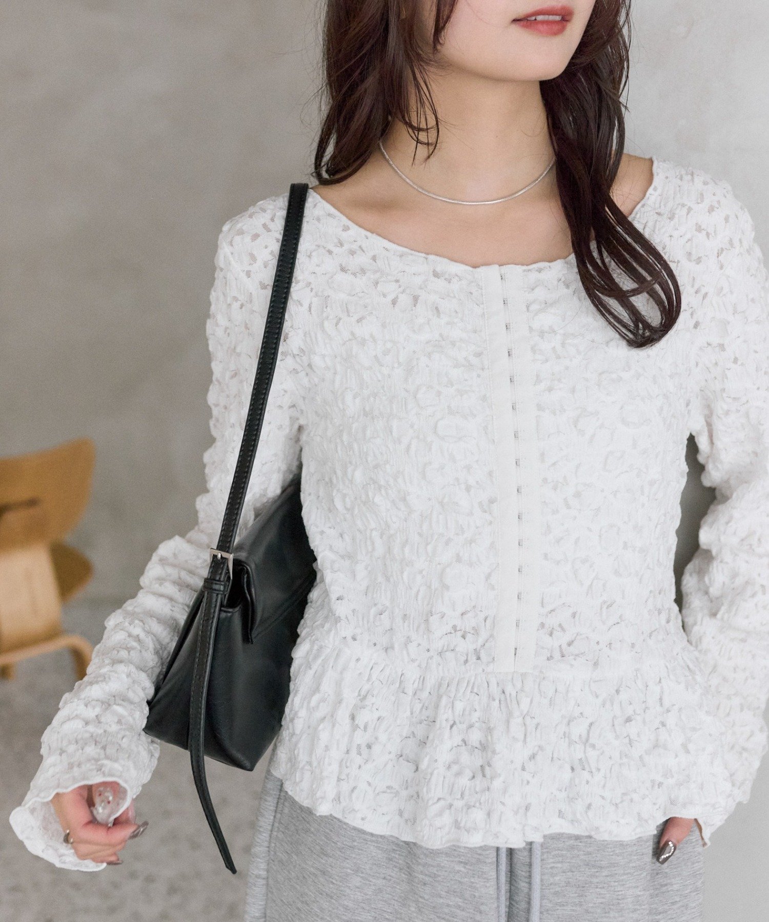 mystic(ミスティック) シャーリングペプラム TOPS