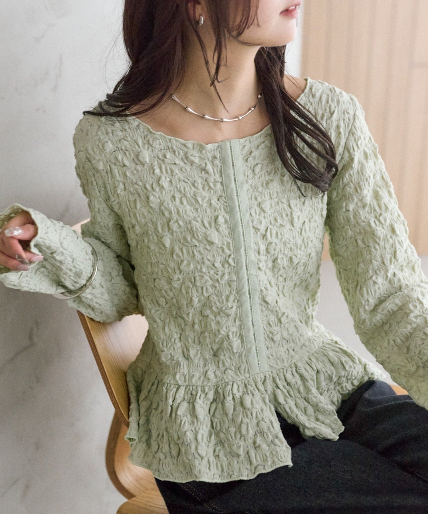 mystic(ミスティック) シャーリングペプラム TOPS