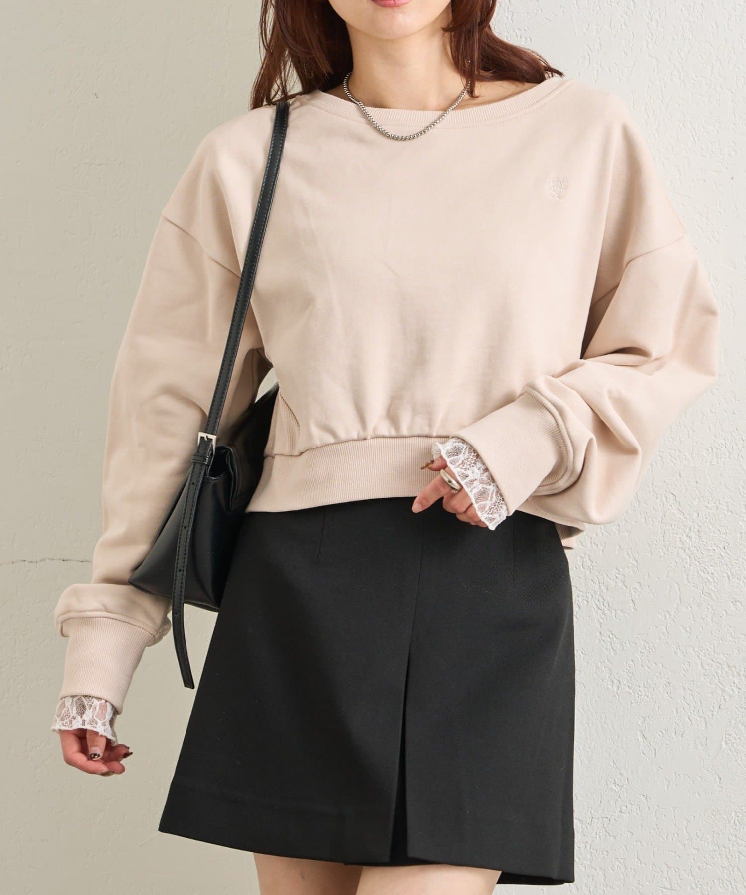 mystic(ミスティック) ポイント刺繍ショートスウェット