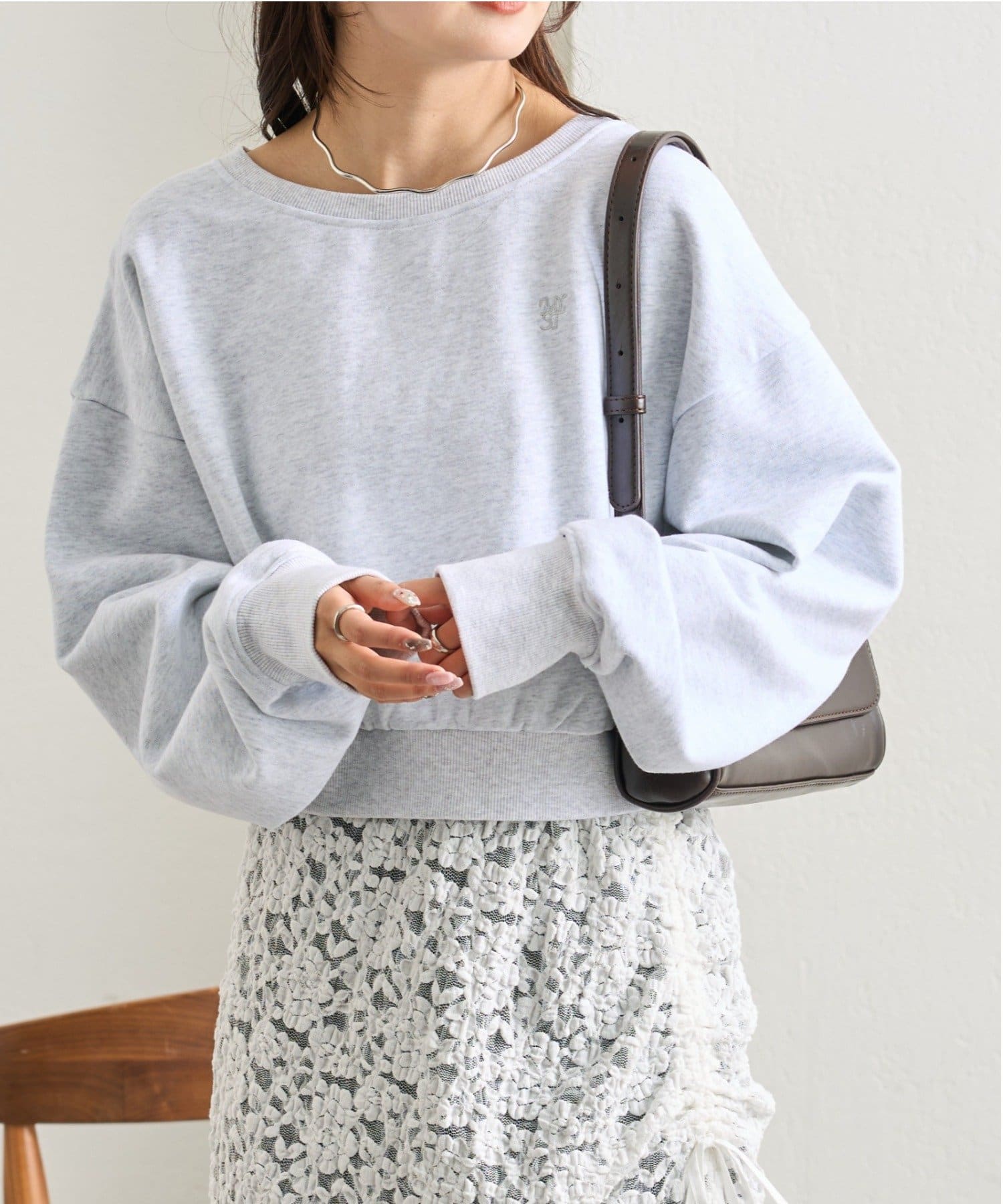 mystic(ミスティック) ポイント刺繍ショートスウェット