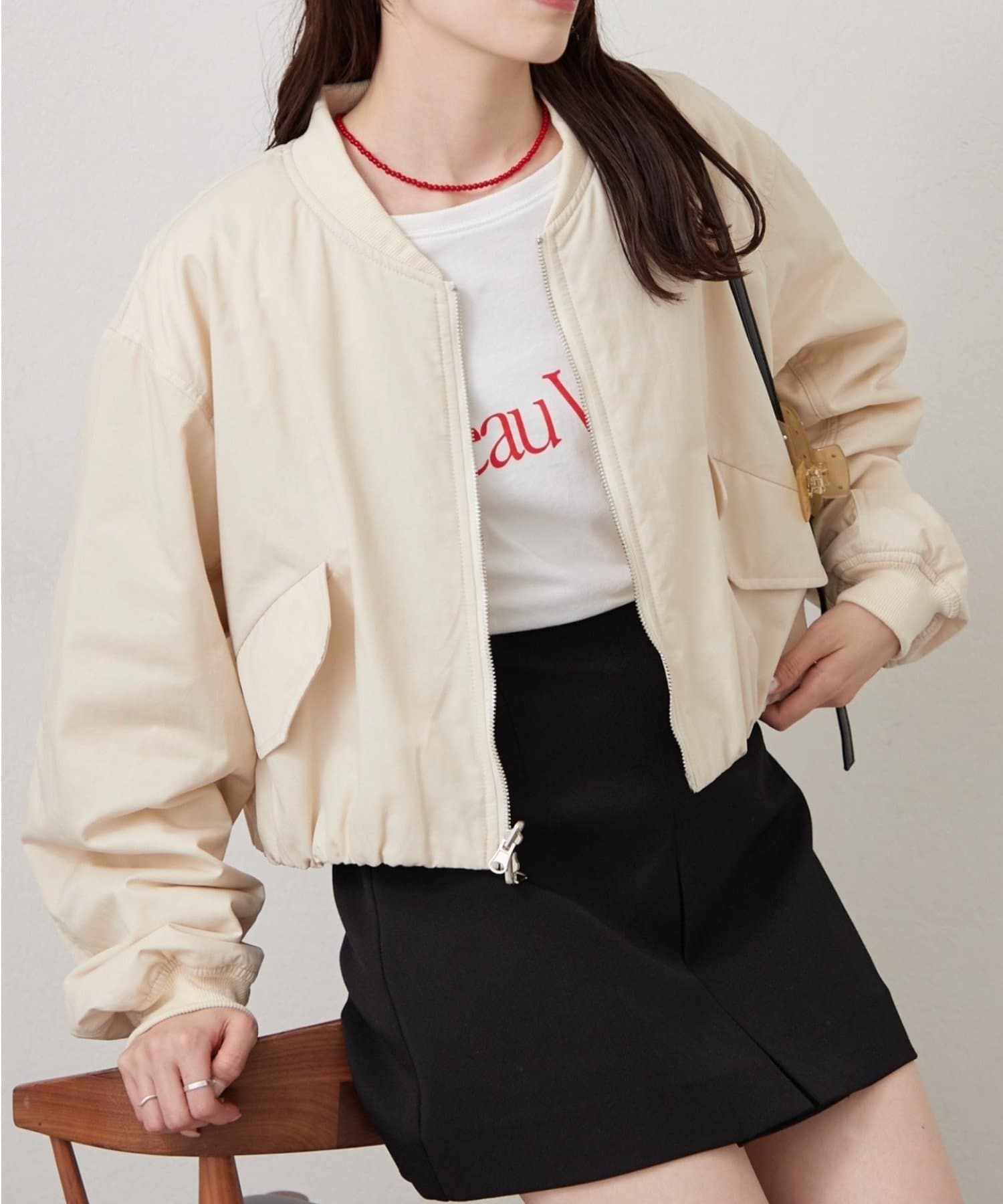 mystic(ミスティック) サテンショートブルゾン