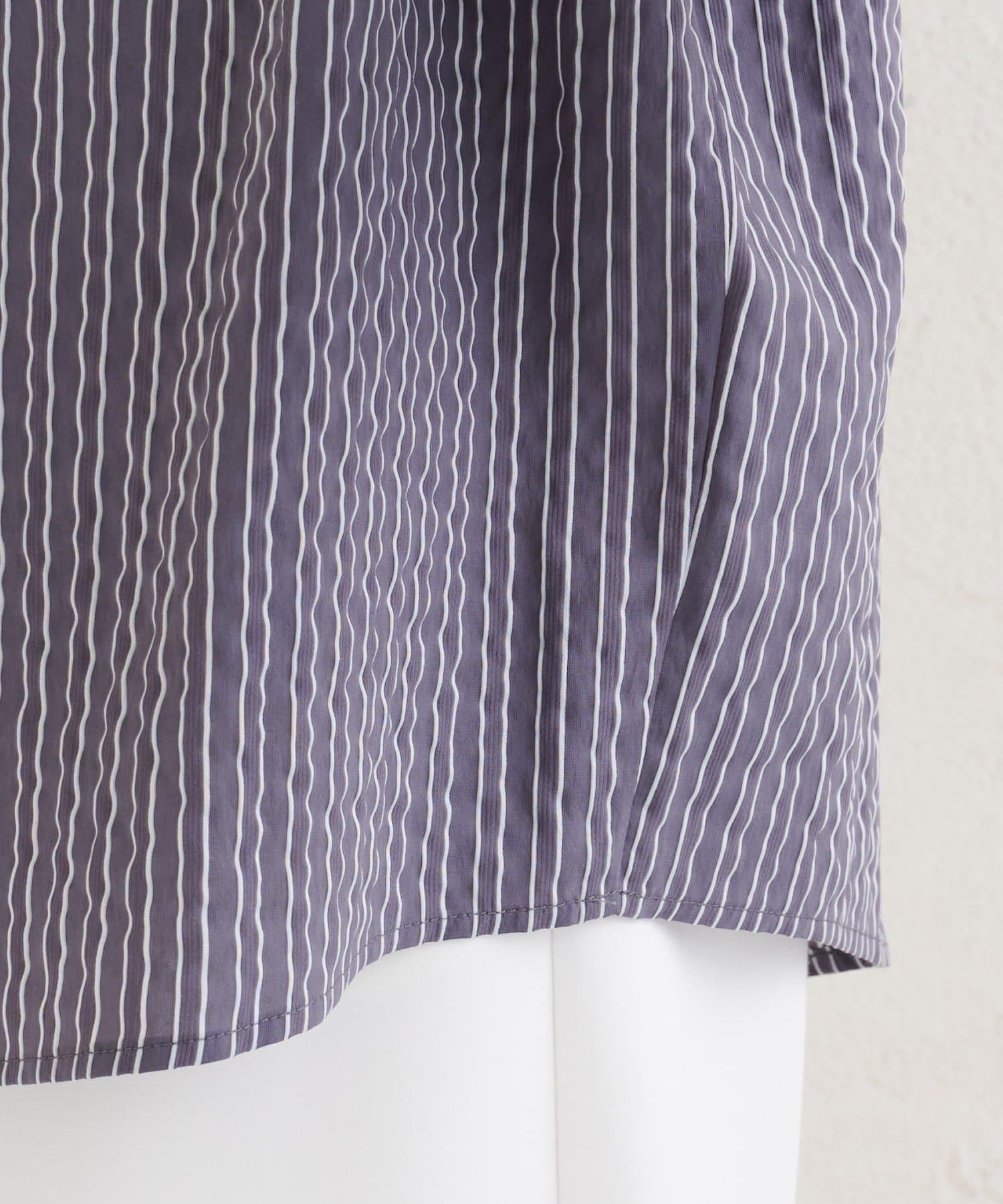 mystic(ミスティック) オフショルリブストライプシャツ