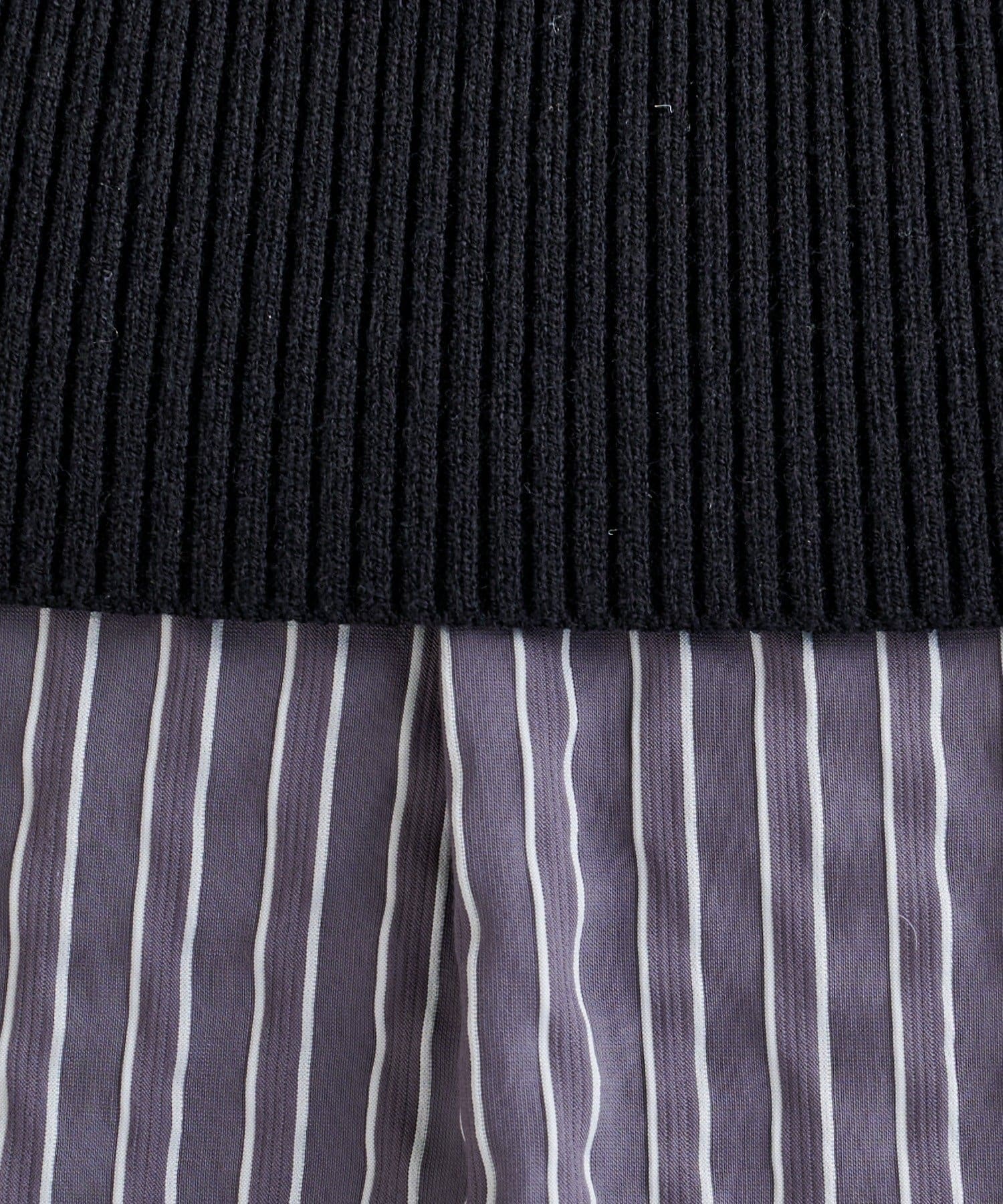 mystic(ミスティック) オフショルリブストライプシャツ