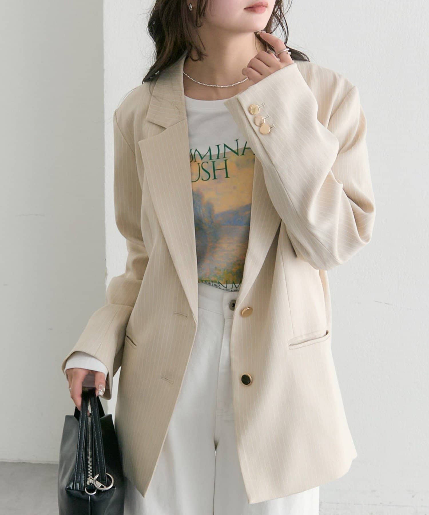 mystic(ミスティック) ストライプテーラードジャケット