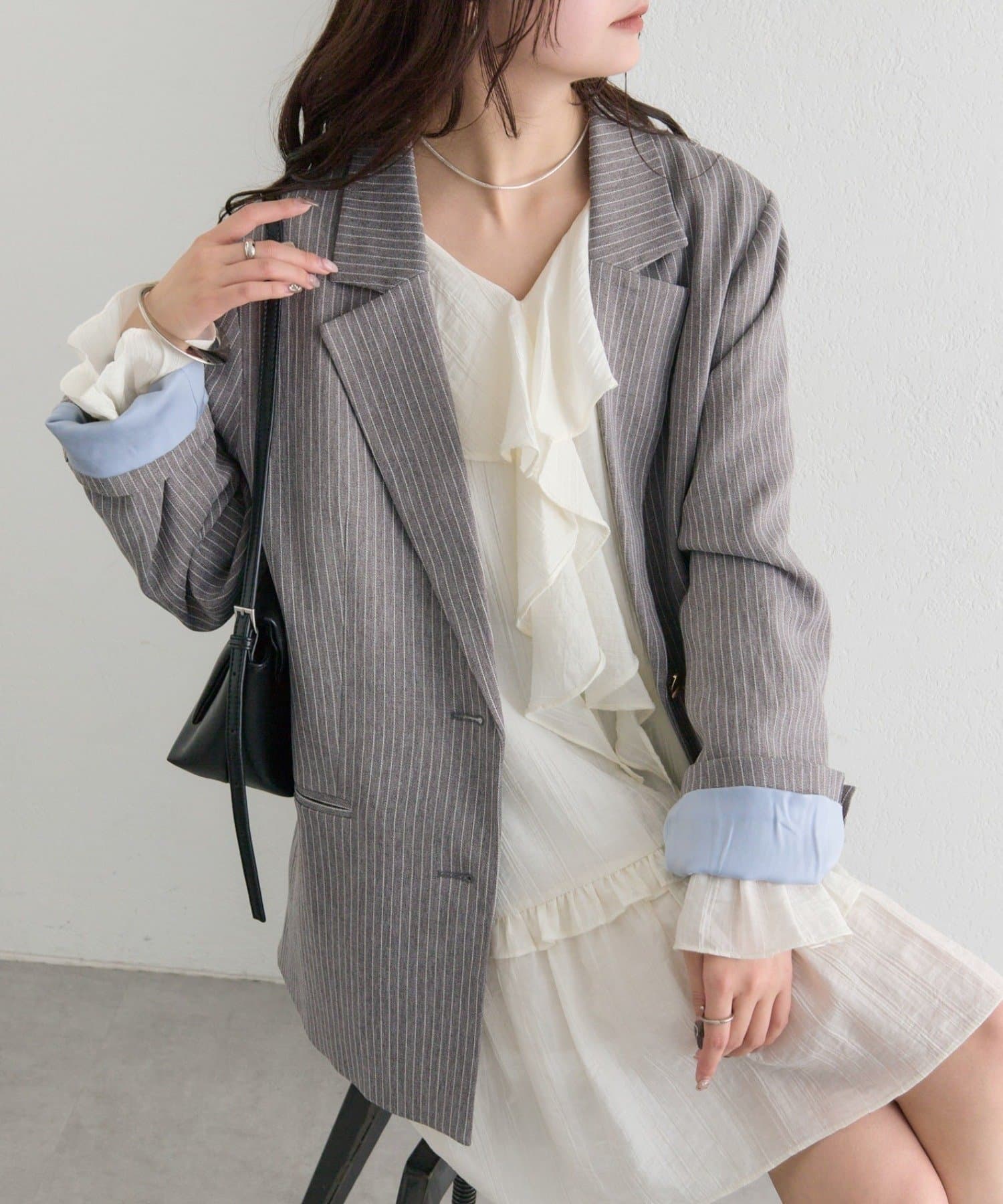 mystic(ミスティック) ストライプテーラードジャケット