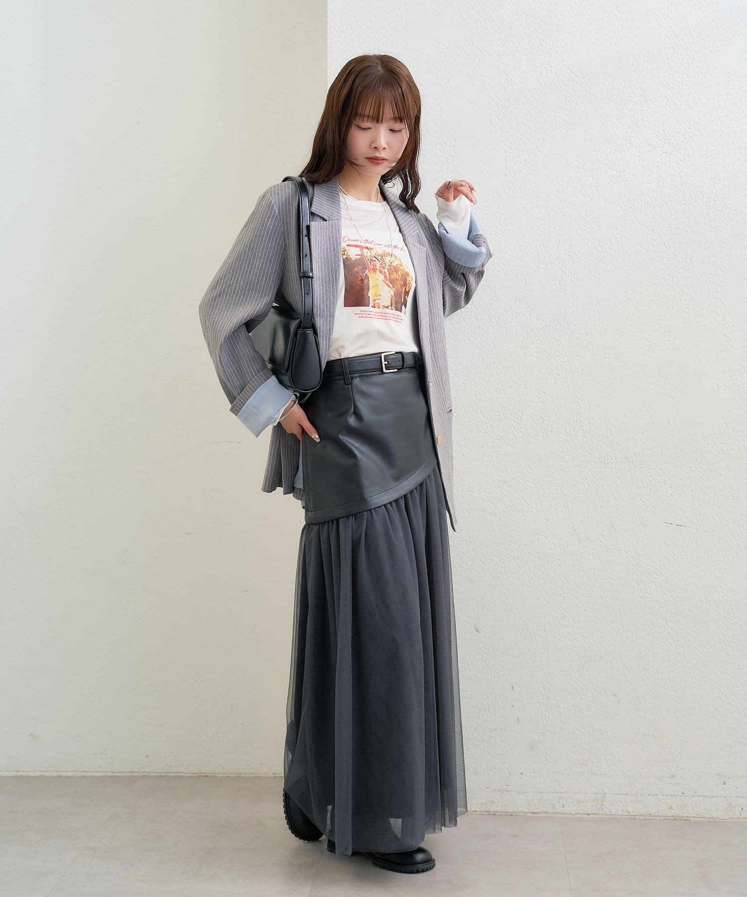 mystic(ミスティック) ストライプテーラードジャケット