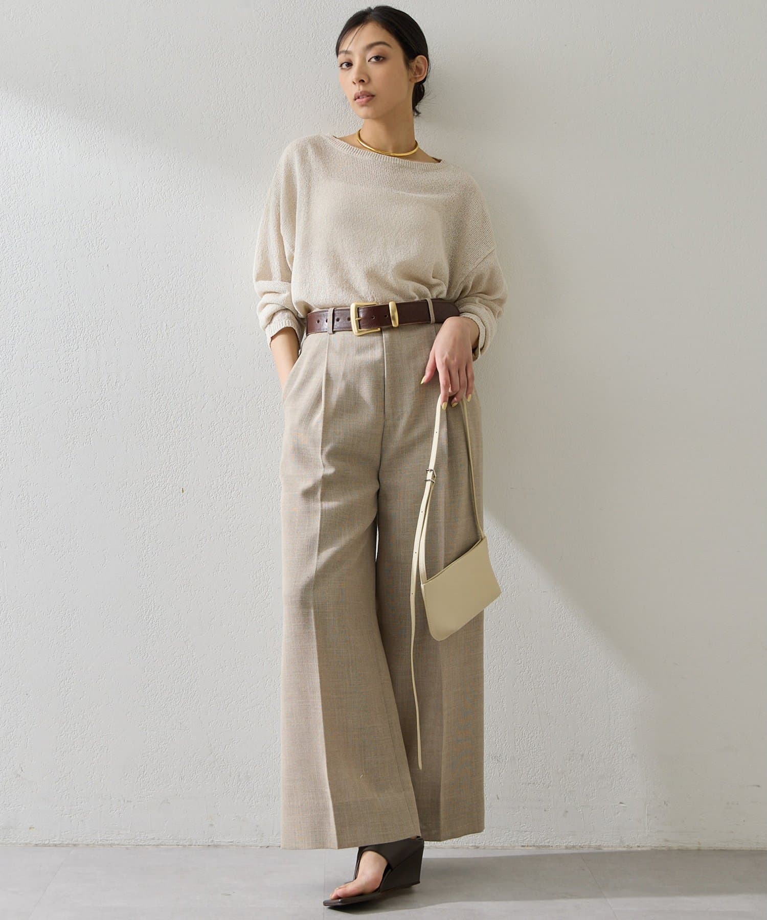 Whim Gazette(ウィム ガゼット) ボートネックペーパーヤーンプルオーバー