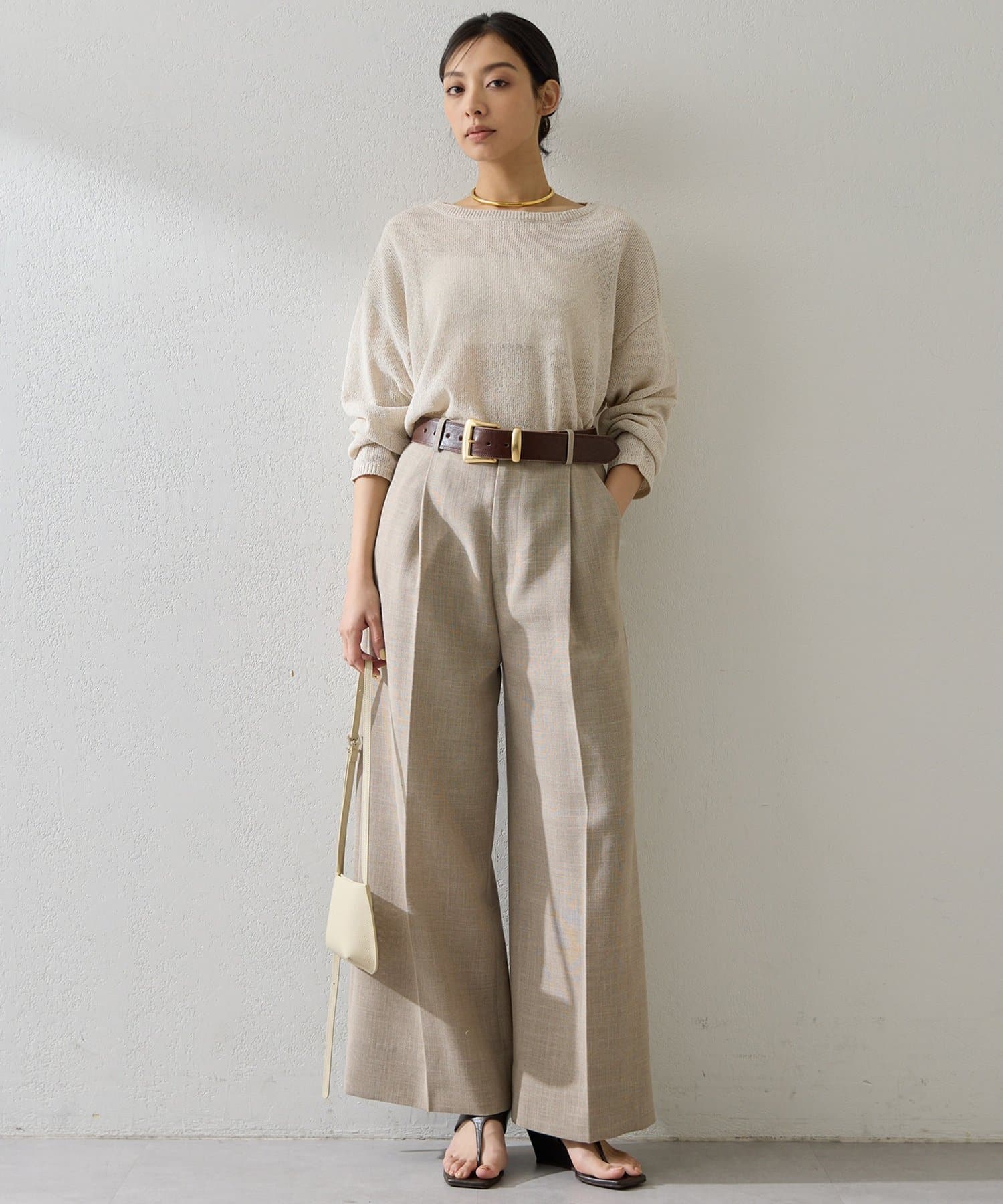 Whim Gazette(ウィム ガゼット) ボートネックペーパーヤーンプルオーバー