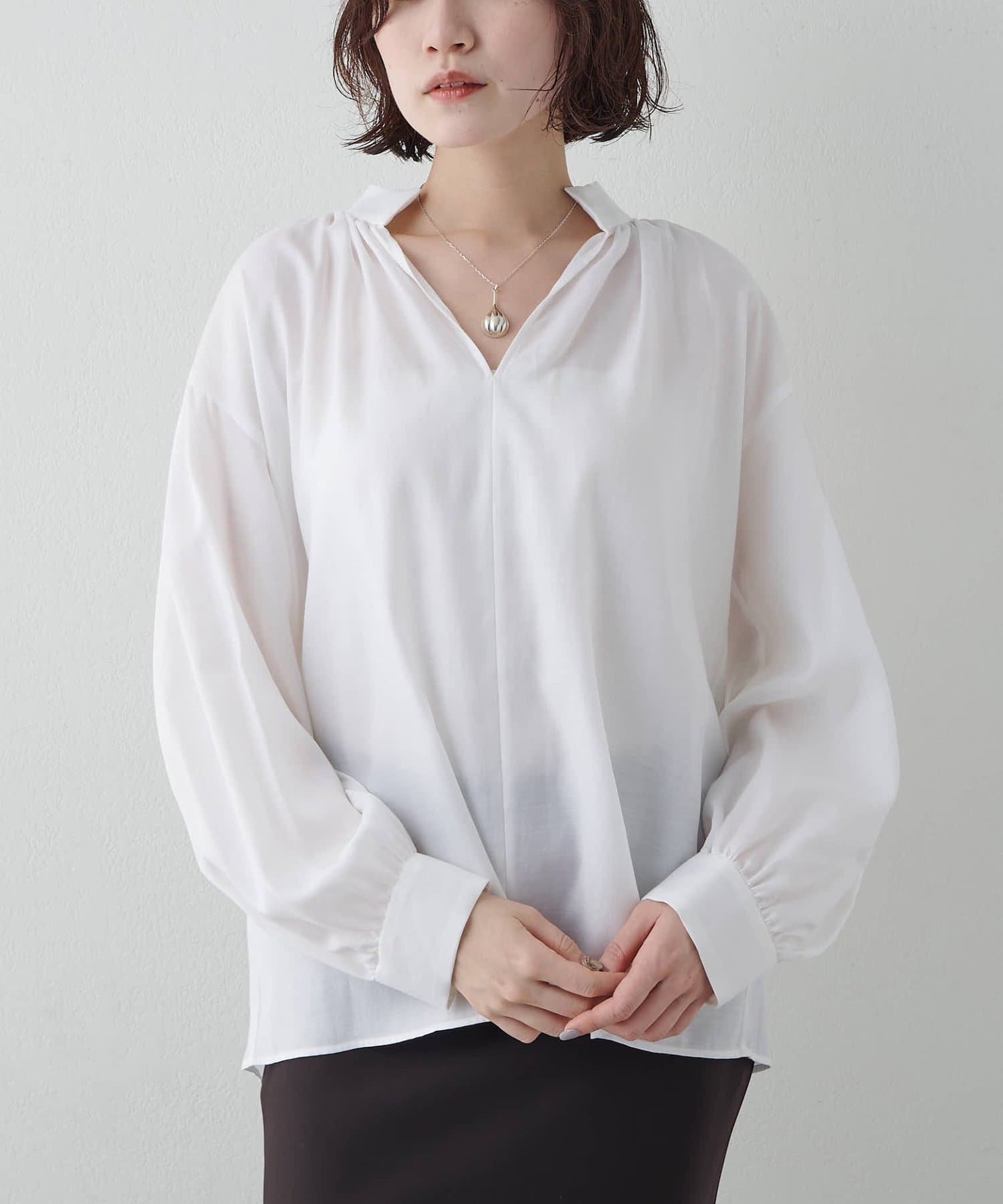 Drawing Numbers(ドローイングナンバーズ) コットンキュプラビエラスキッパーブラウス