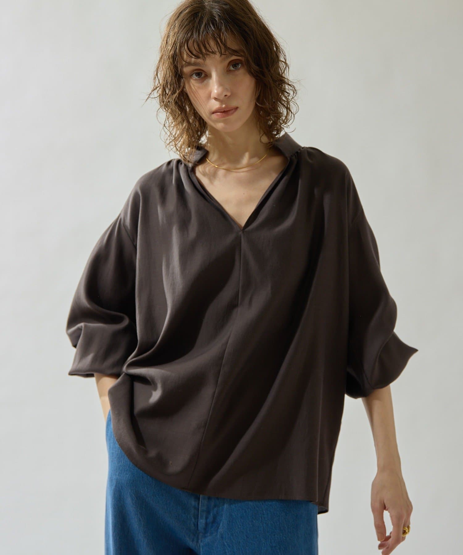 Drawing Numbers(ドローイングナンバーズ) コットンキュプラビエラスキッパーブラウス