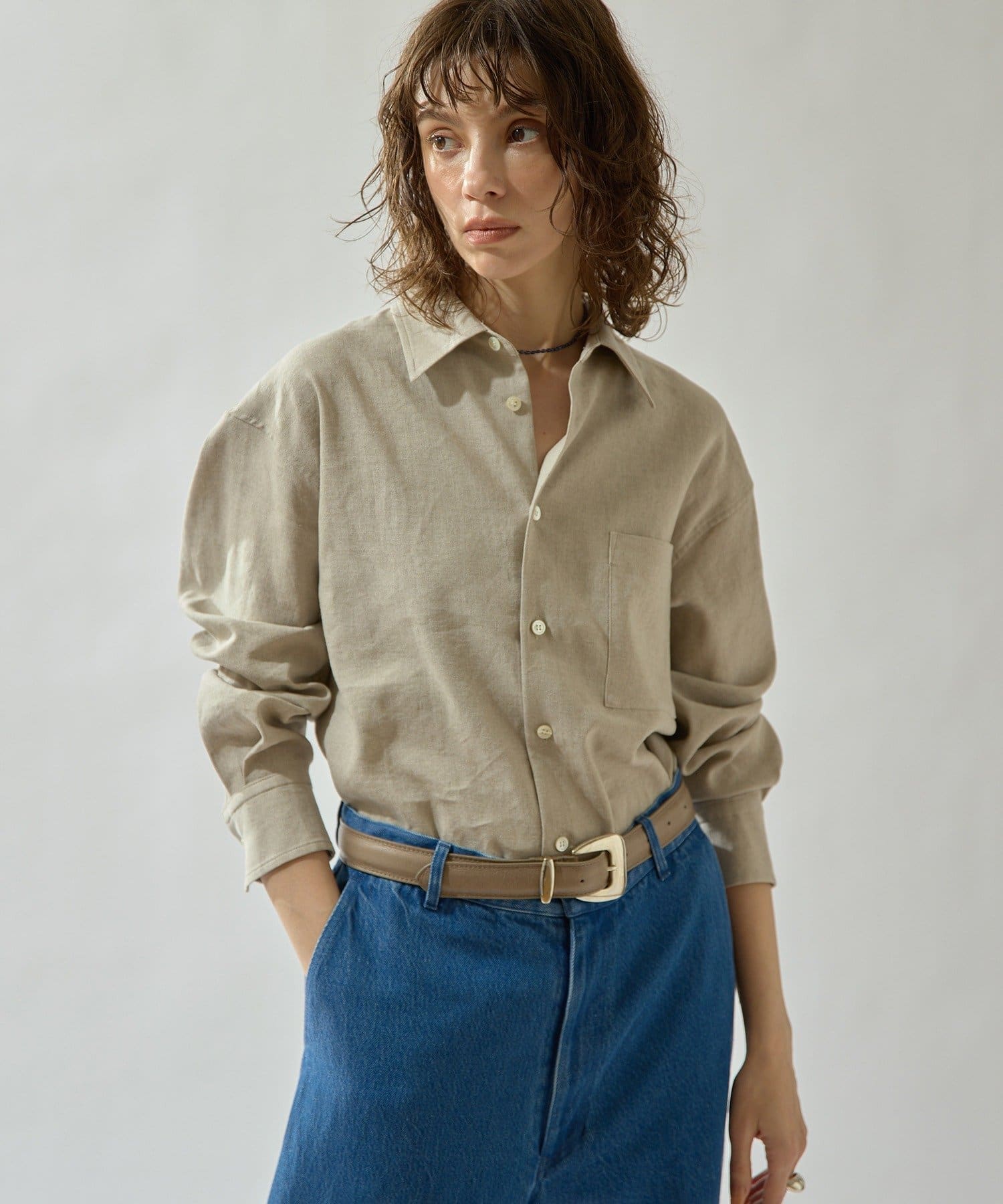 Drawing Numbers(ドローイングナンバーズ) ストレッチリネンプレーンシャツ