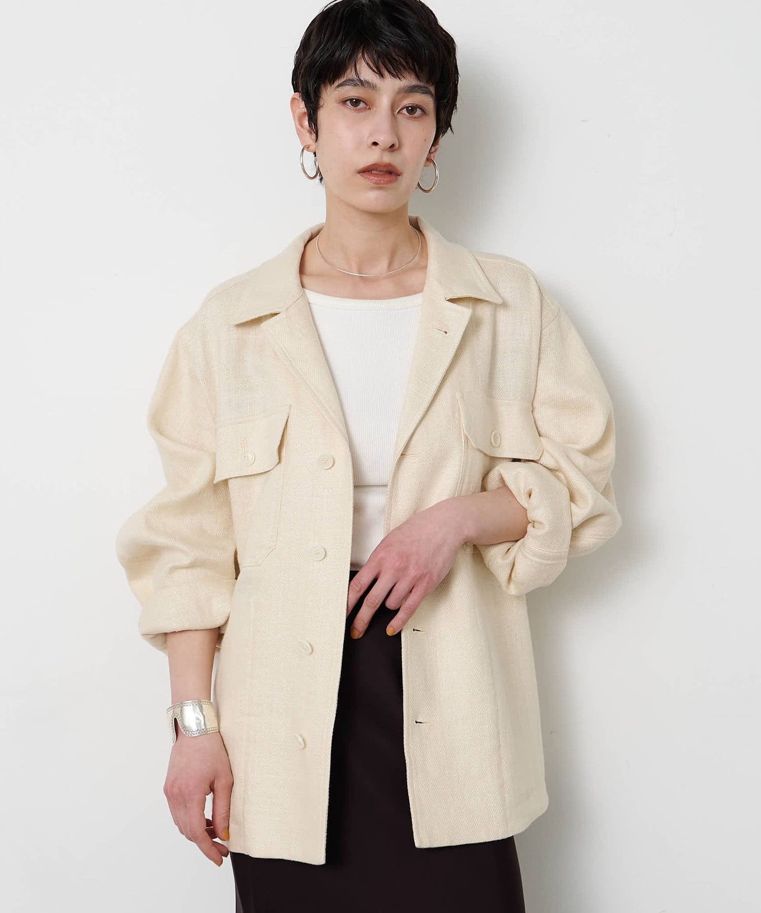 Drawing Numbers(ドローイングナンバーズ) リネンミリタリージャケット