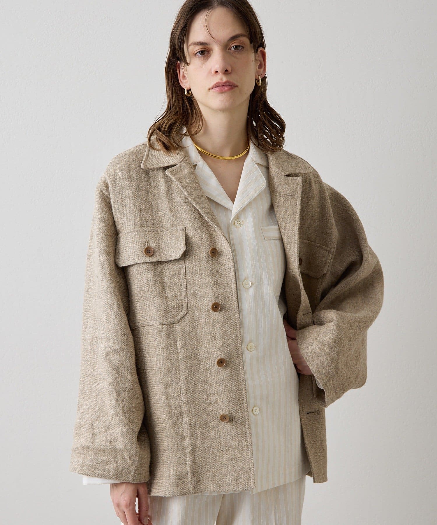 Drawing Numbers(ドローイングナンバーズ) リネンミリタリージャケット