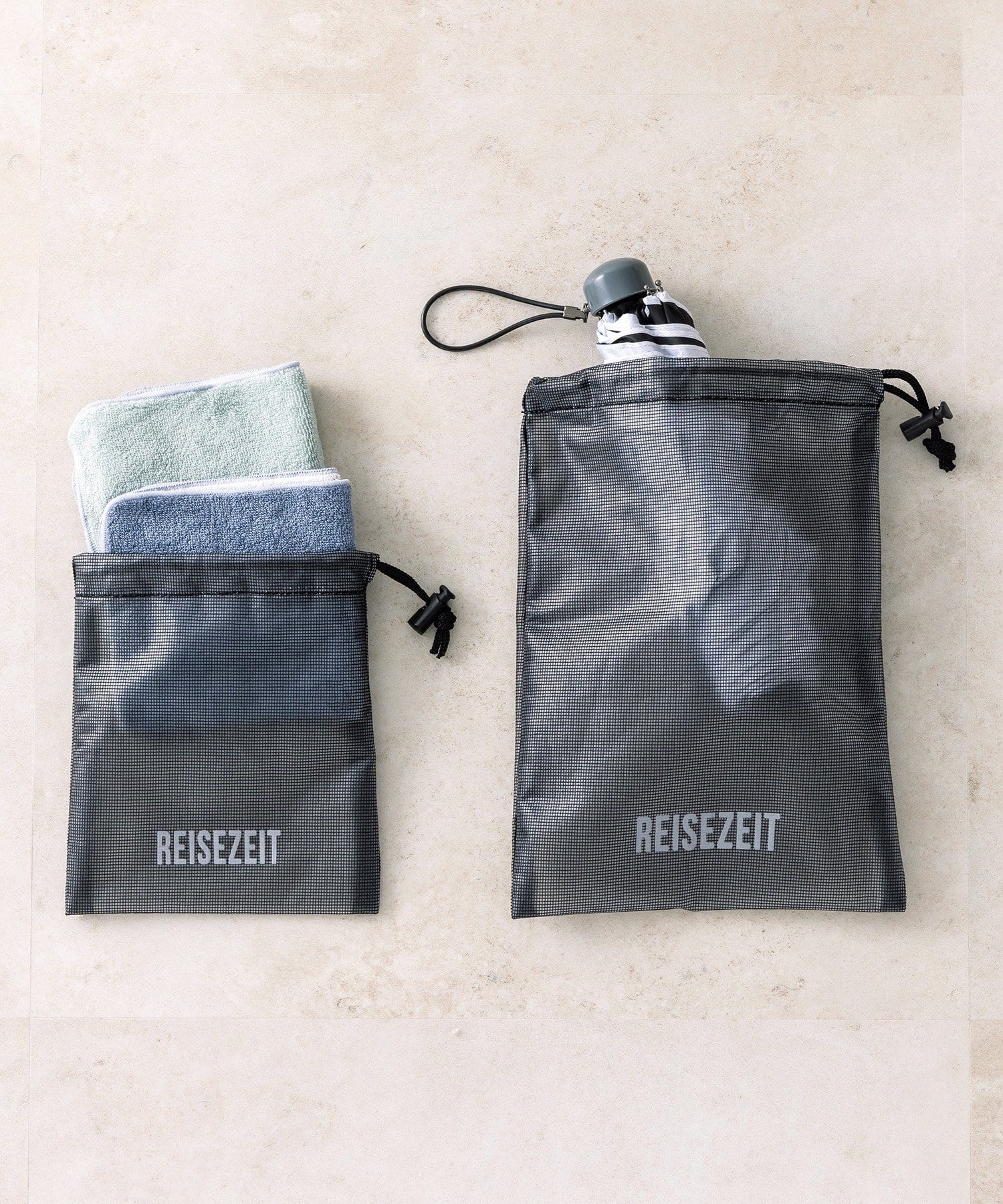 3COINS(スリーコインズ) TPUメッシュ巾着2個セット