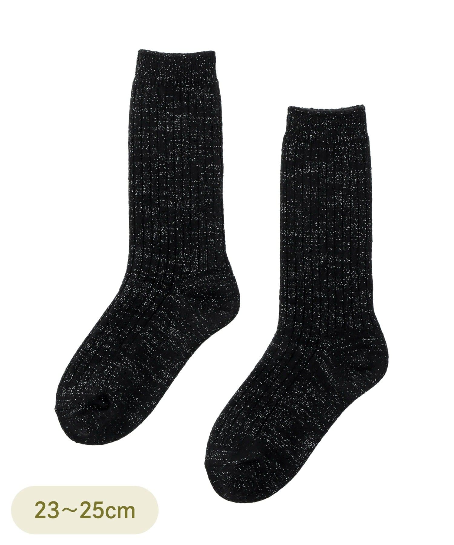 3COINS(スリーコインズ) ラメリブクルーソックス