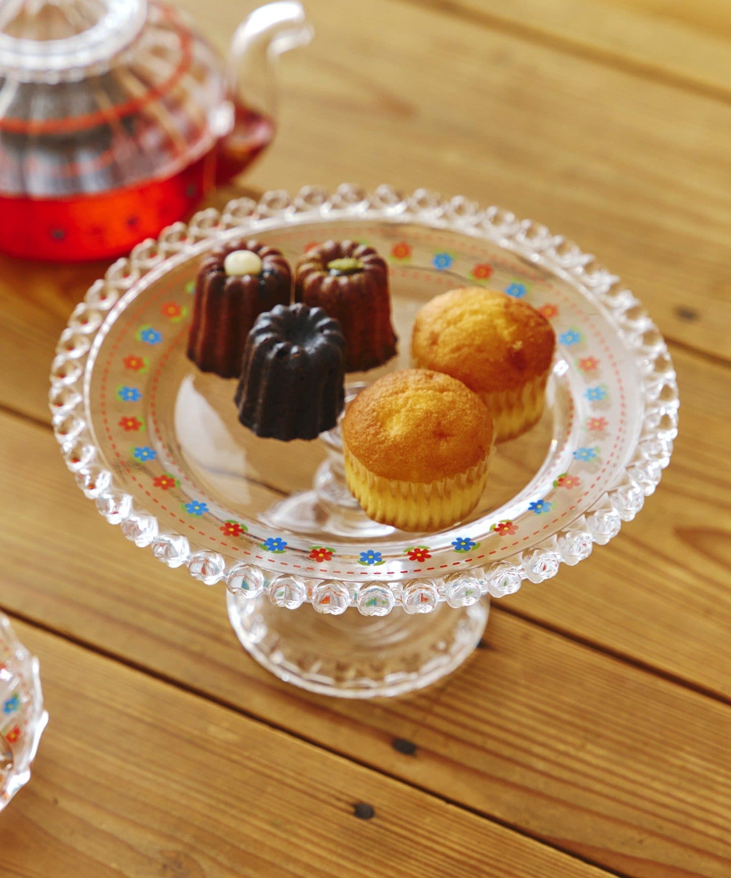 salut!(サリュ) レトロフラワーガラスケーキスタンド：19cm