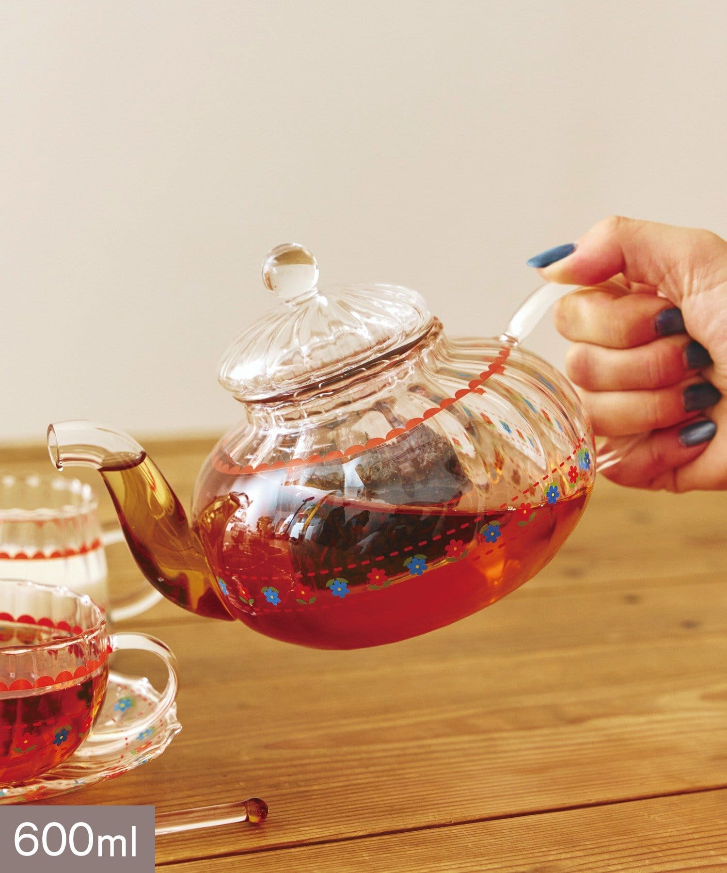 salut!(サリュ) レトロフラワーガラスポット：600ml