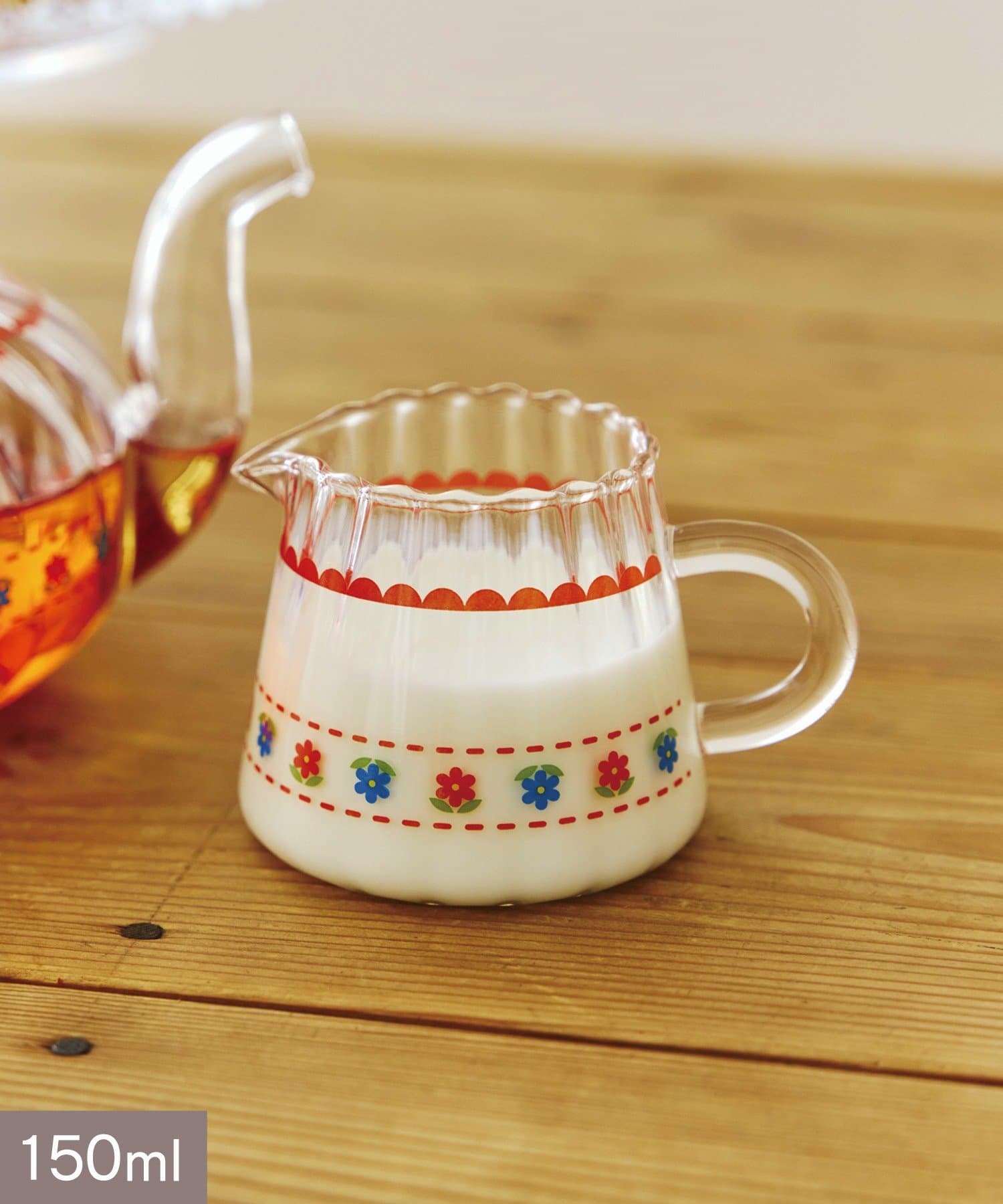 salut!(サリュ) レトロフラワーガラスミルクポット：150ml