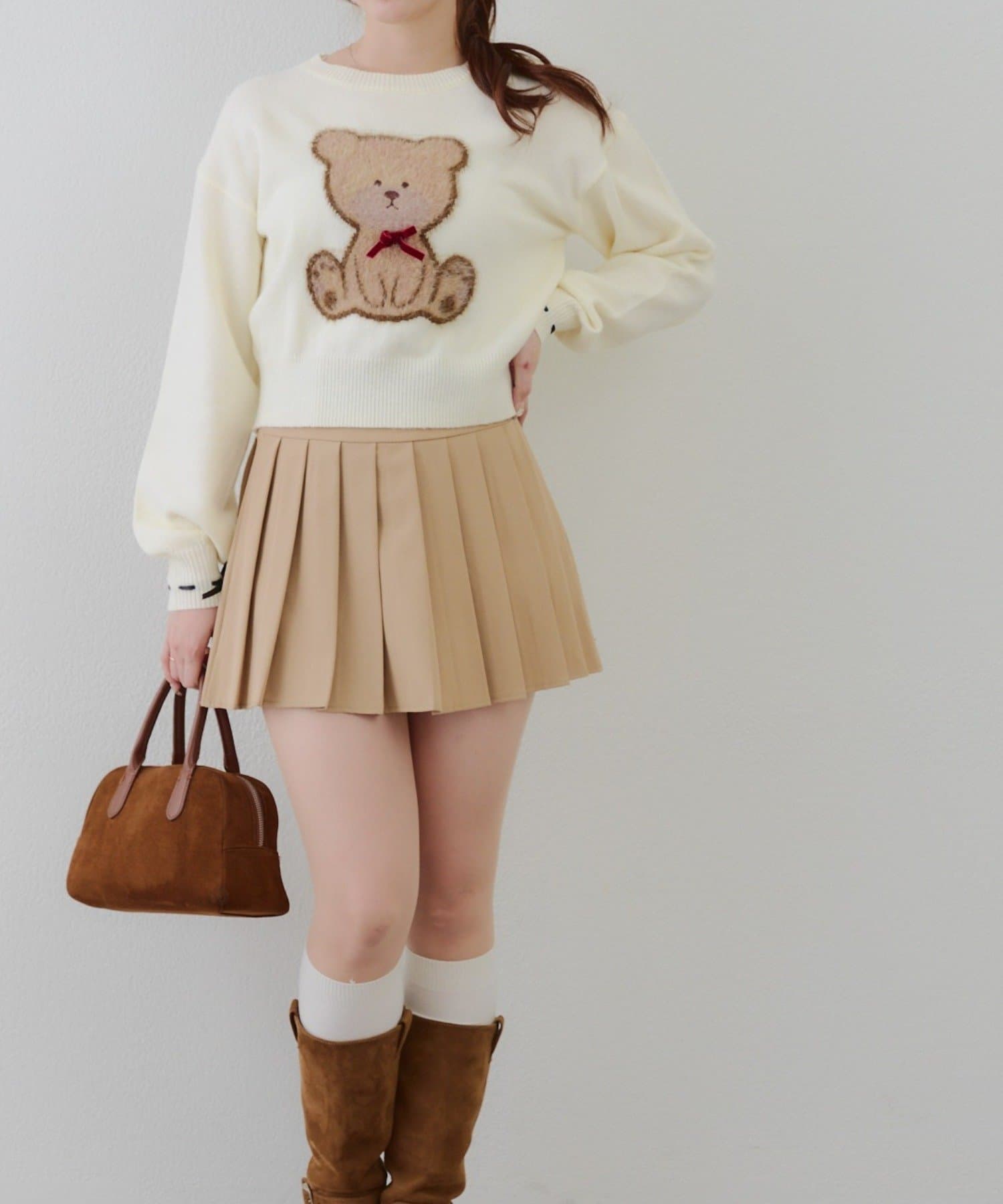 NICE CLAUP / OLIVE des OLIVE OUTLET(ナイスクラップ  / オリーブ デ オリーブ アウトレット) 【RMAF】リボンくまさんニット